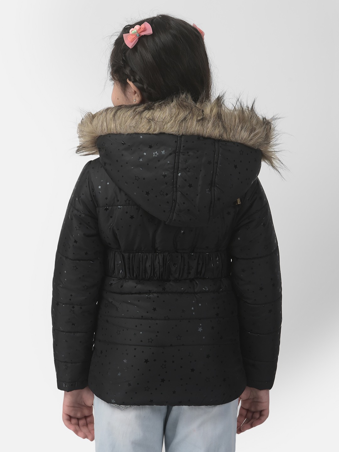 Crimsoune Club Girls Belted Black Starry Jacket