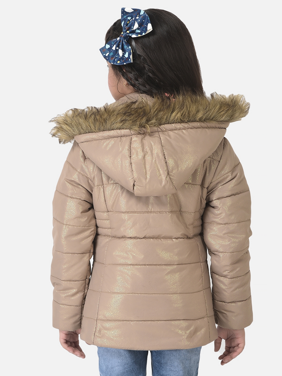 Crimsoune Club | Crimsoune Club Girls Beige Jacket with Shimmer Effect  1