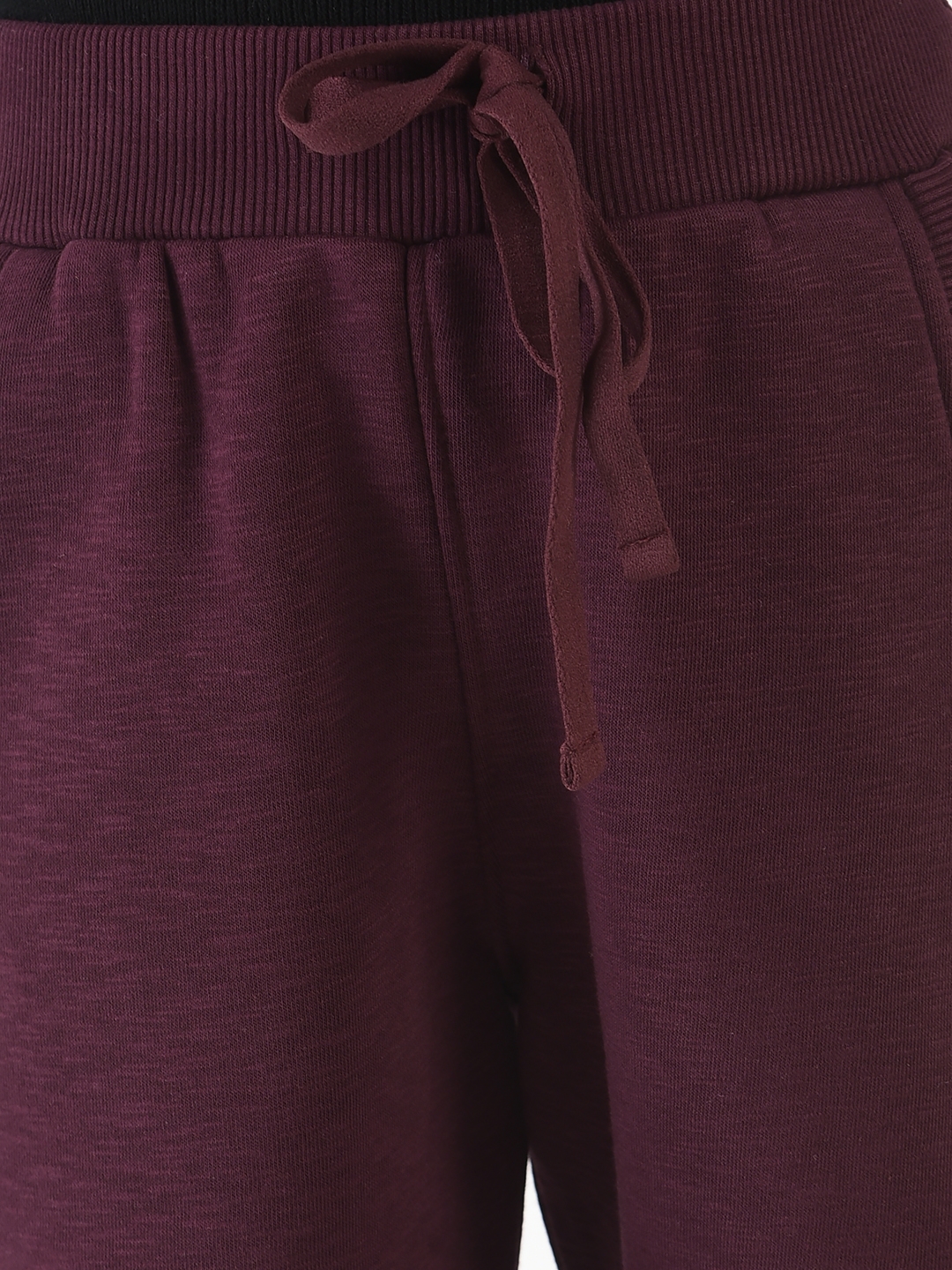 Crimsoune Club | Crimsoune Club Girls Purple Track Pants with Typographic Detailing  6