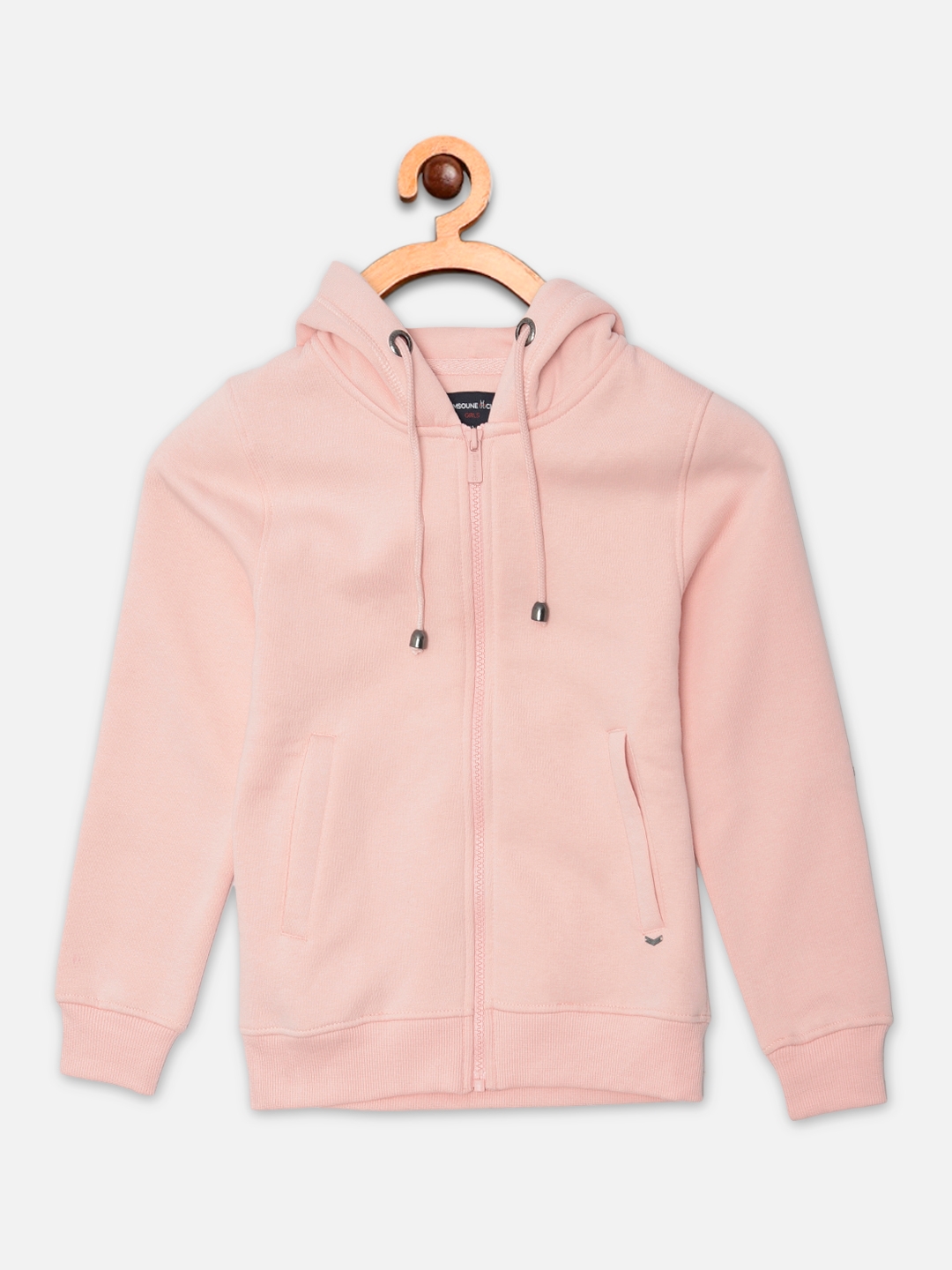Crimsoune Club | Crimsoune Club Girls Pink Solid Hooded Sweatshirt 0