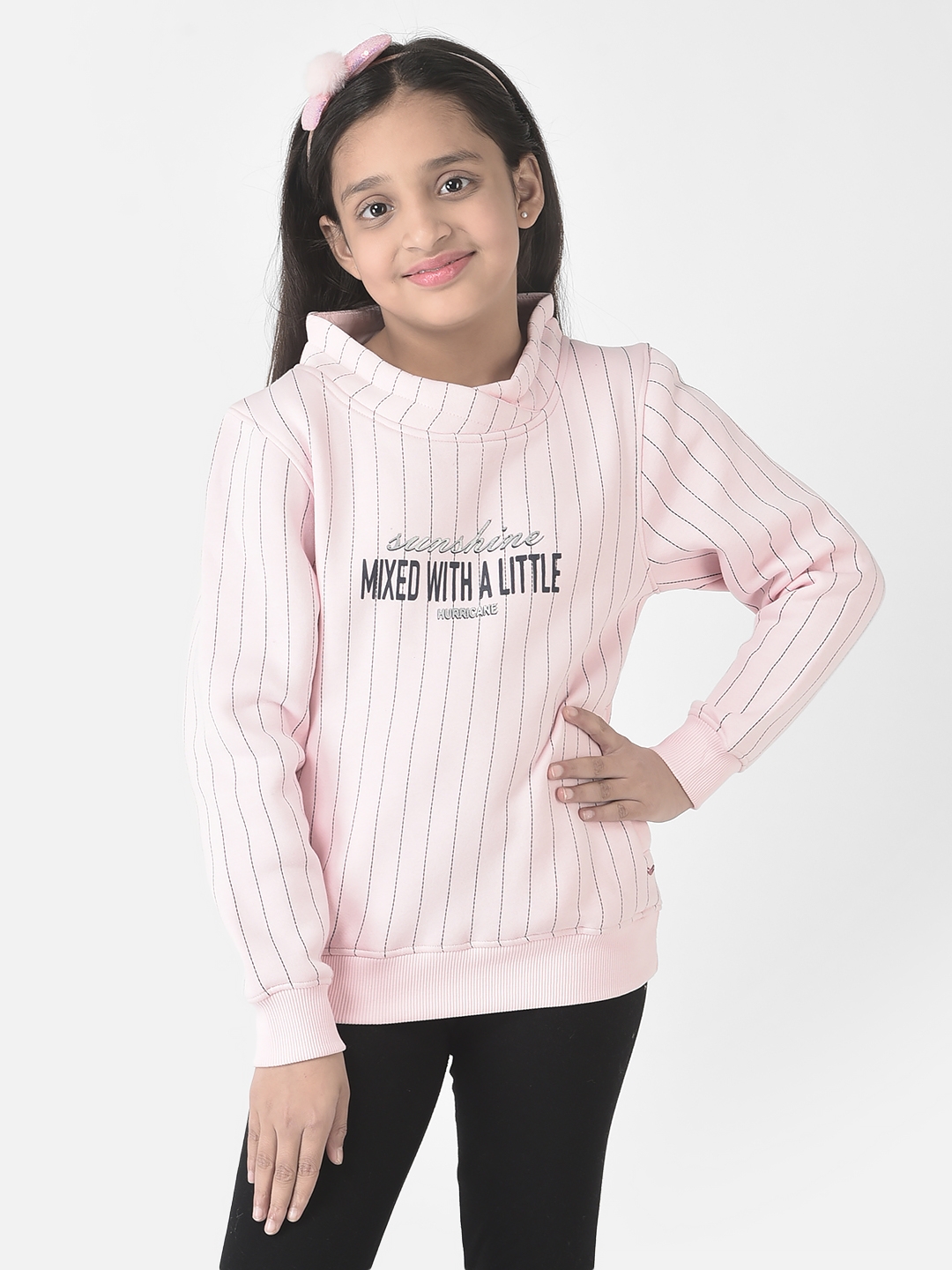 Crimsoune Club | Crimsoune Club Girls Pink Striped Cowl Sweatshirt 0
