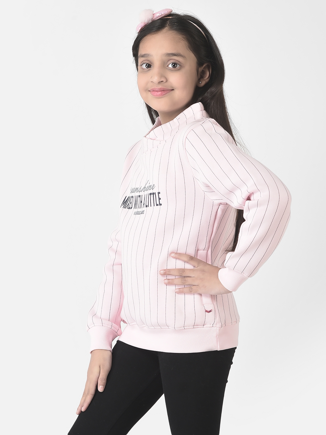 Crimsoune Club | Crimsoune Club Girls Pink Striped Cowl Sweatshirt 2