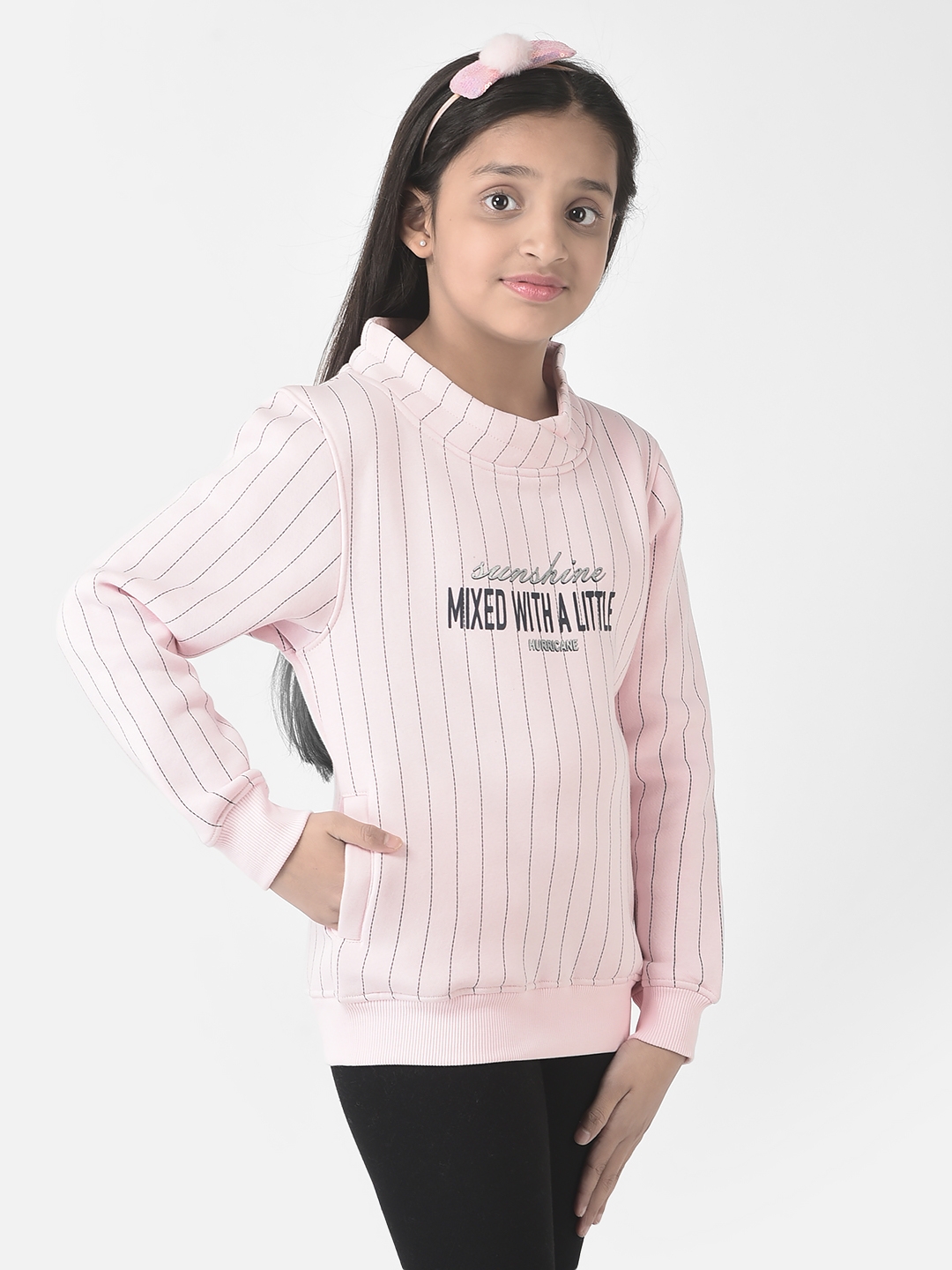 Crimsoune Club | Crimsoune Club Girls Pink Striped Cowl Sweatshirt 3