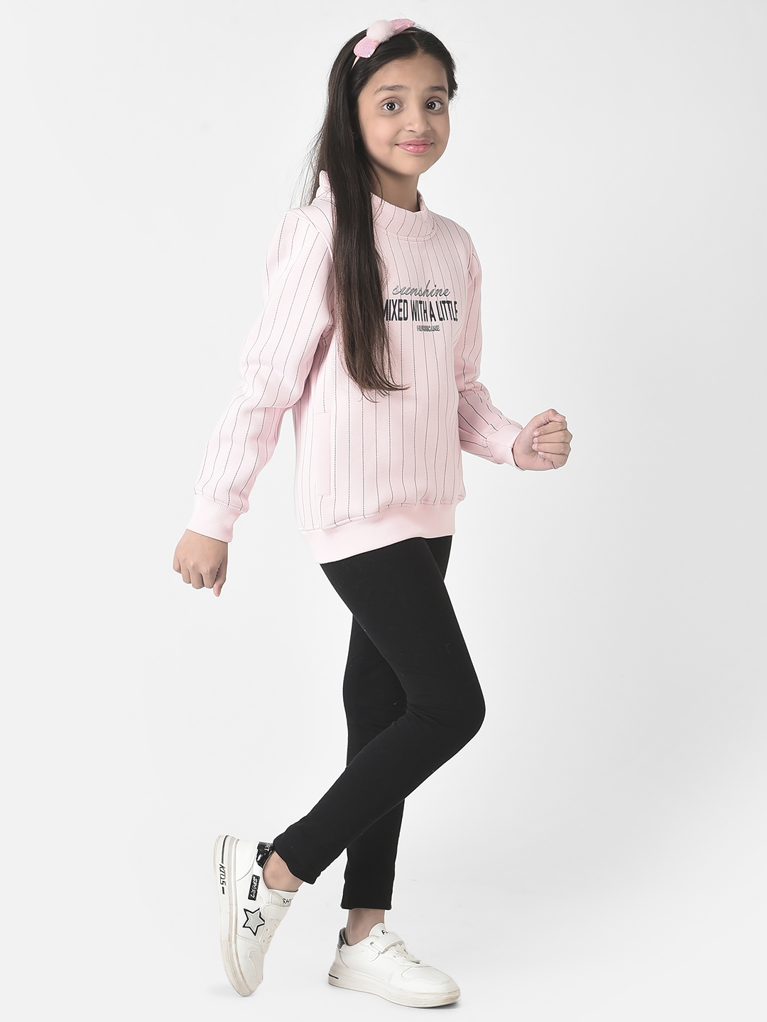 Crimsoune Club | Crimsoune Club Girls Pink Striped Cowl Sweatshirt 4