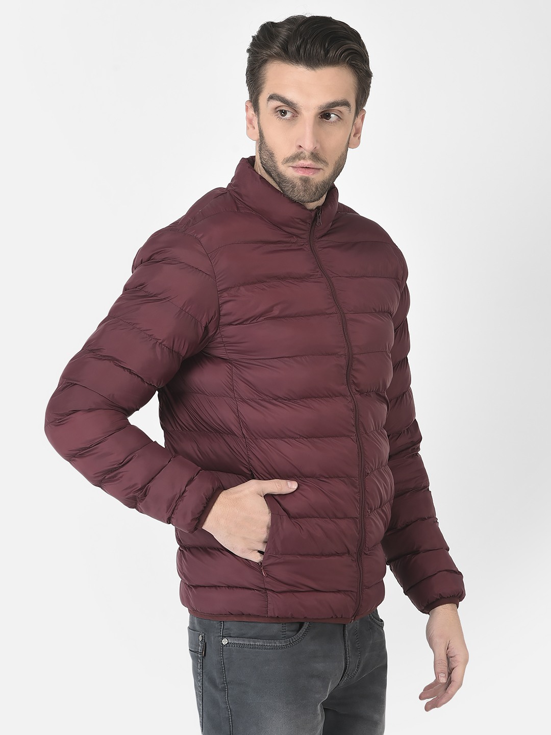 Crimsoune Club Men Puffer Jacket in Wine Color