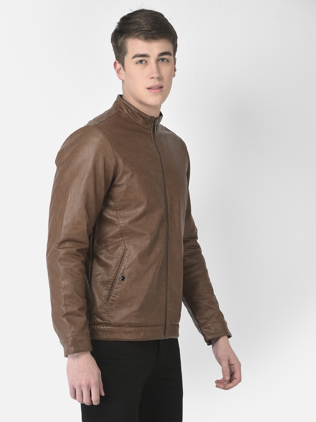 Mens tan faux leather jacket outlet