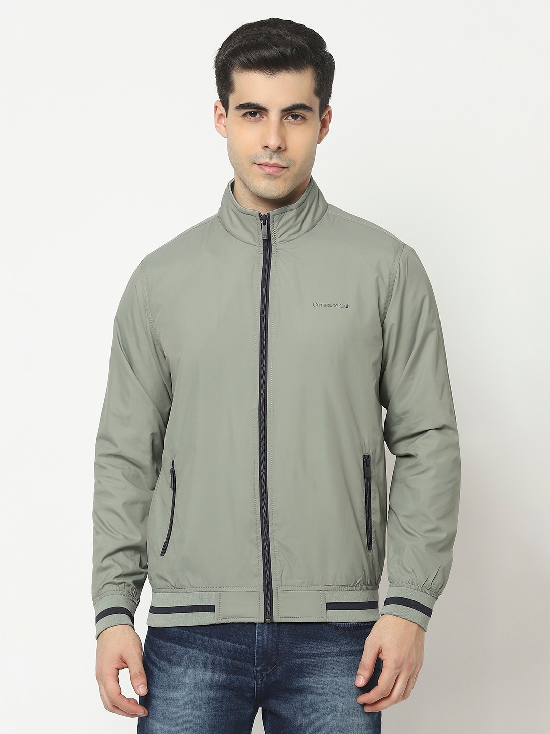 Crimsoune Club Men Green Jacket with Logo Work