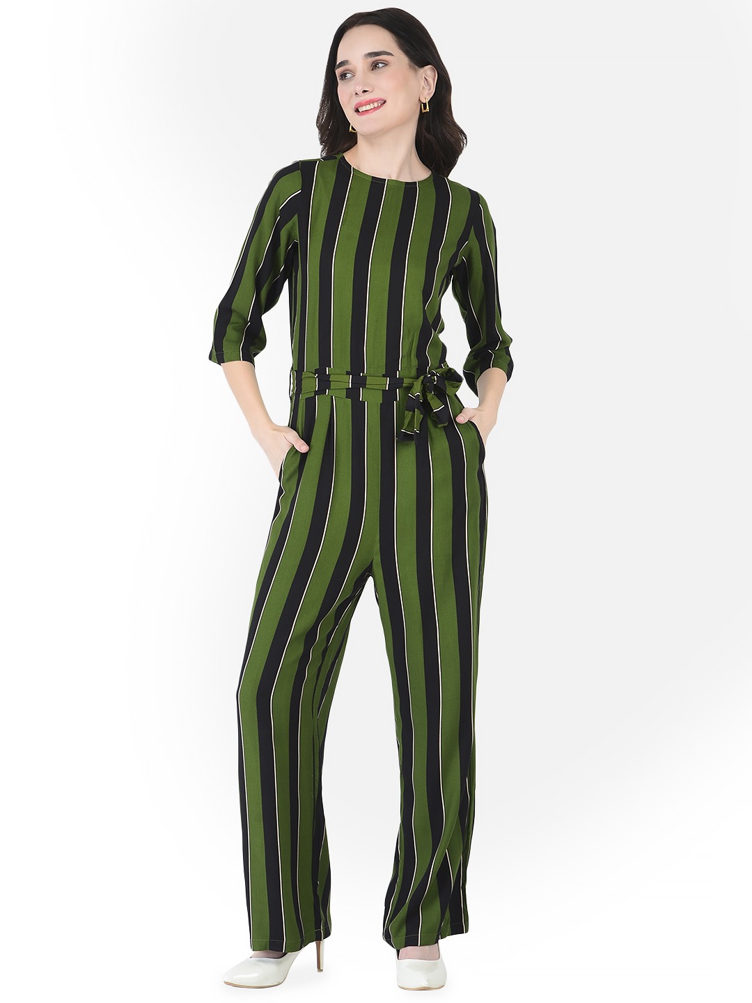 Green striped jumpsuit shop