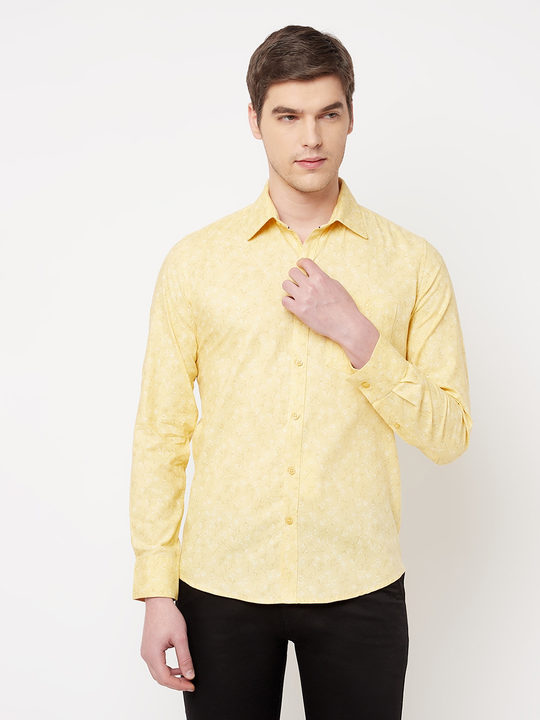 Crimsoune Club | Crimsoune Club Men Yellow Floral Shirt 0
