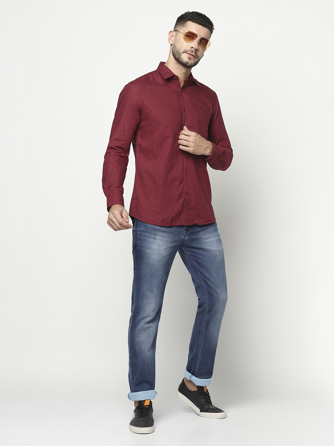 Crimsoune Club Men Maroon Floral Shirt