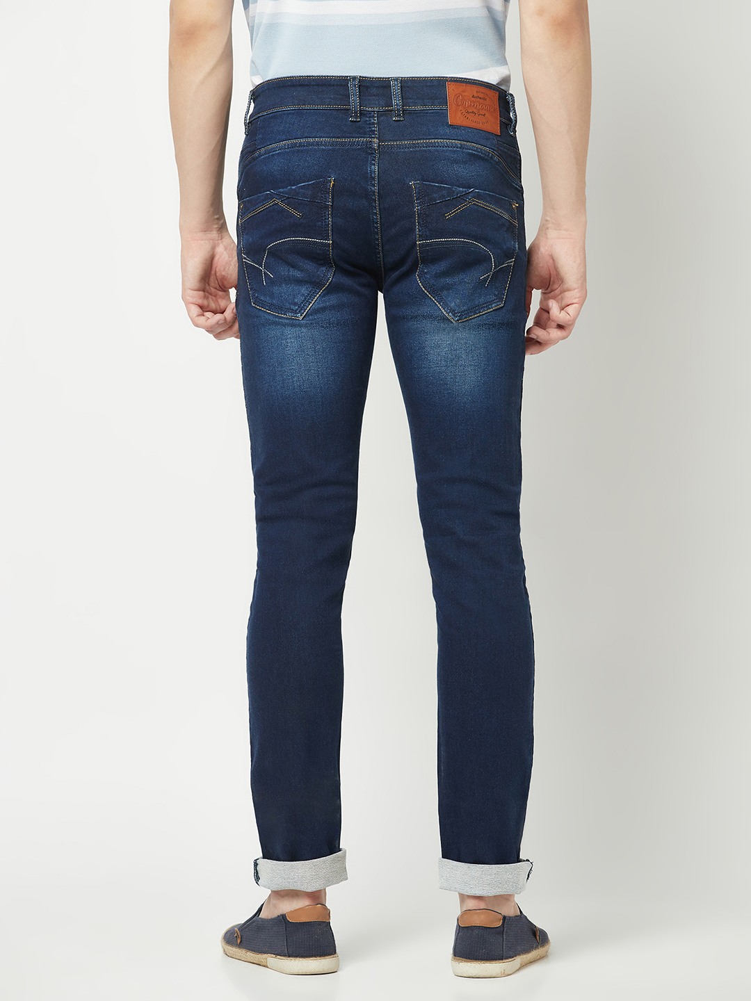 Crimsoune Club Mens Blue Faded Slim Fit Jeans