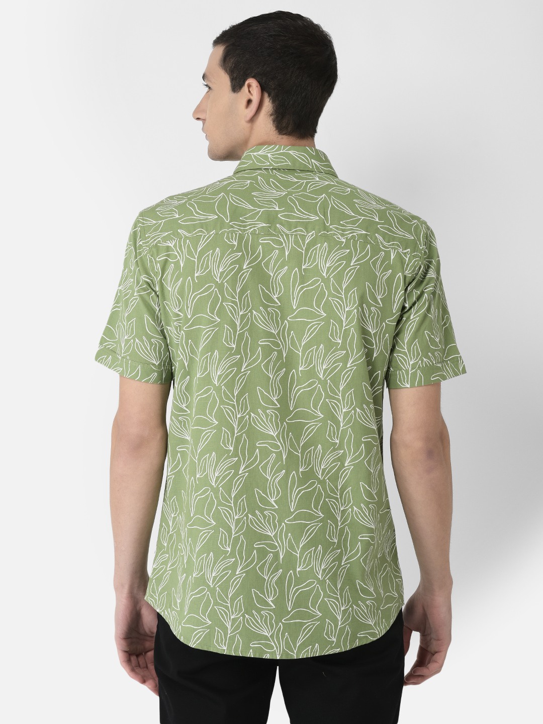 Crimsoune Club Men Light Green Floral Shirt