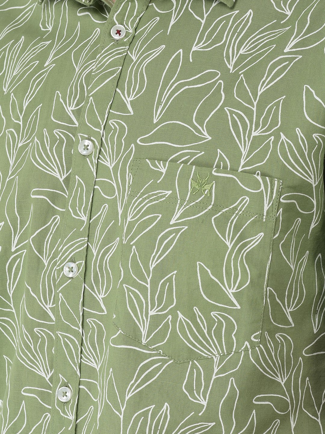 Crimsoune Club Men Light Green Floral Shirt