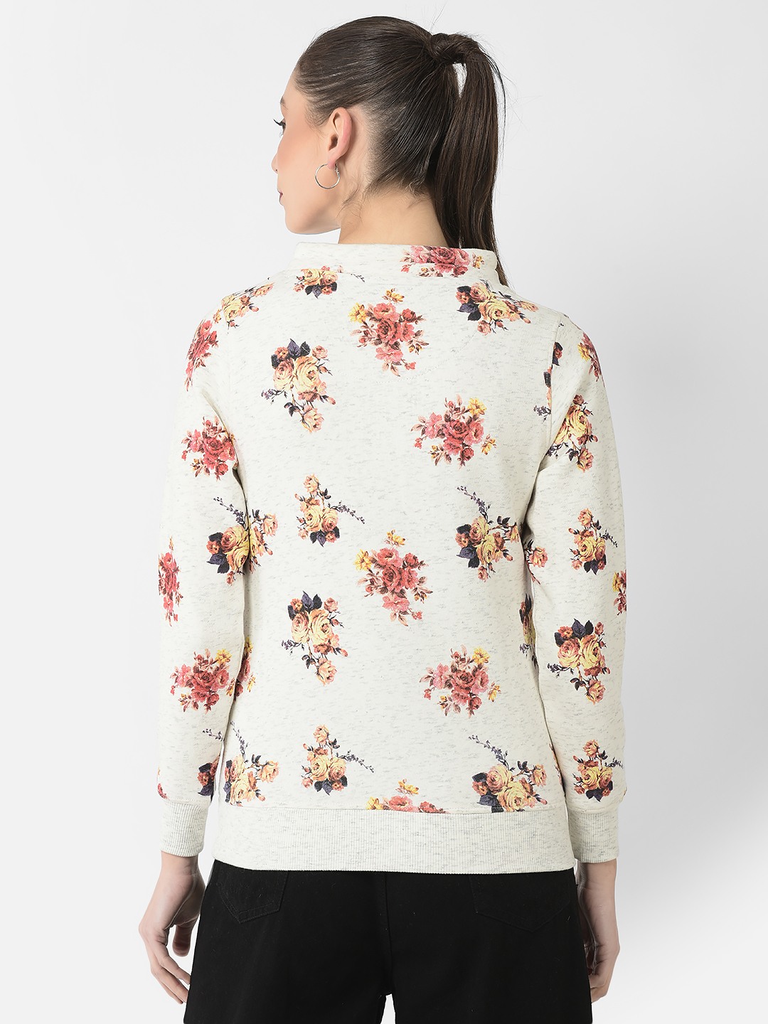 Crimsoune Club Women Off White Floral Sweatshirt Crimsoune Club