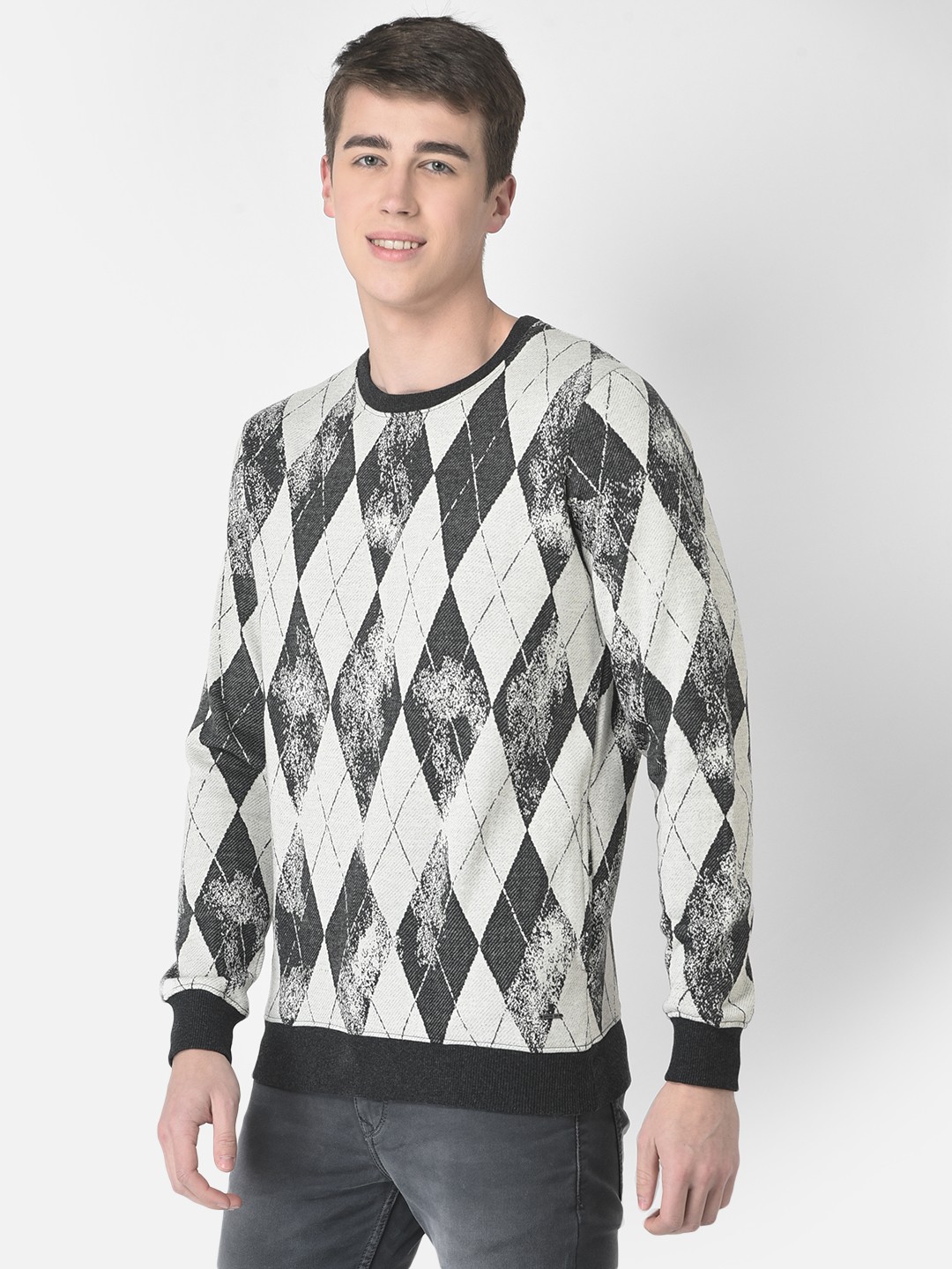Grey outlet diamond sweatshirt