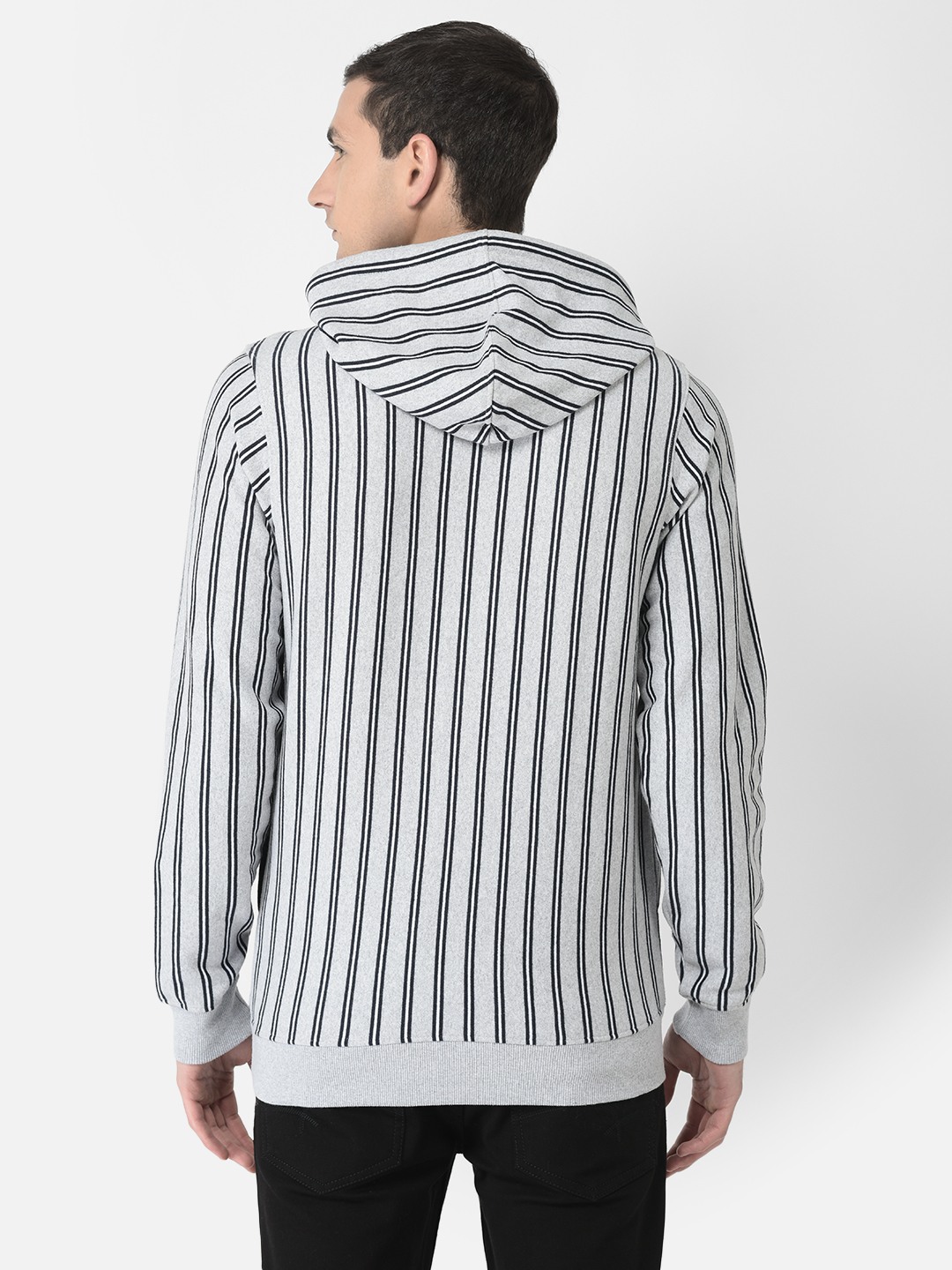 Crimsoune Club Men Grey Pin Stripe Hoodie