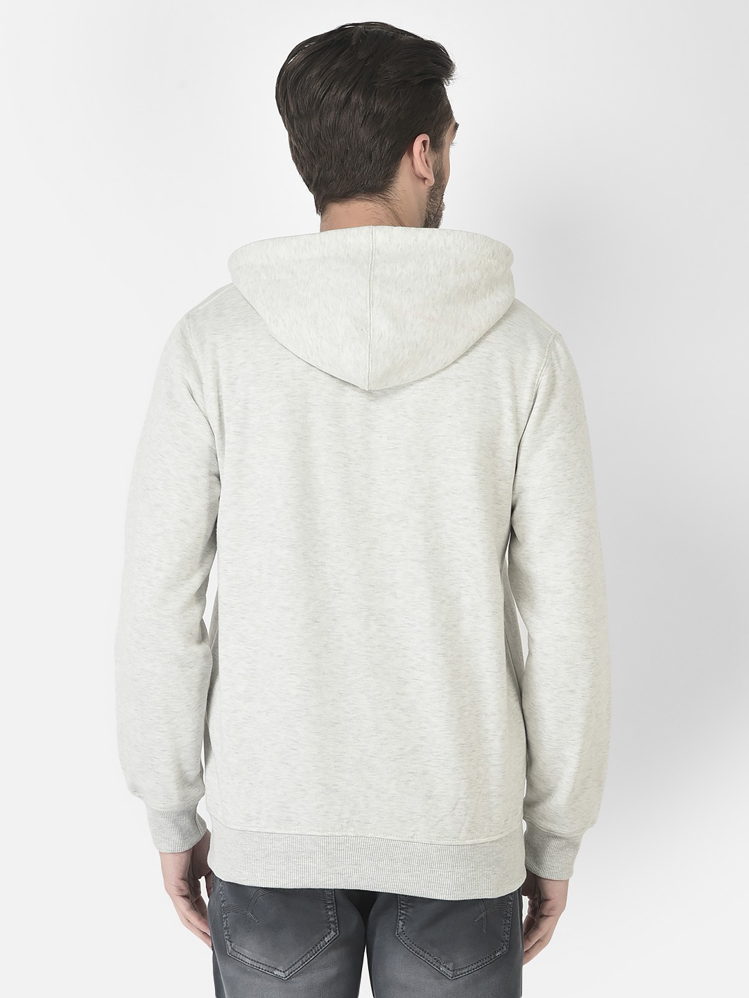 Crimsoune Club Men Grey Melange Zipped Sweatshirt