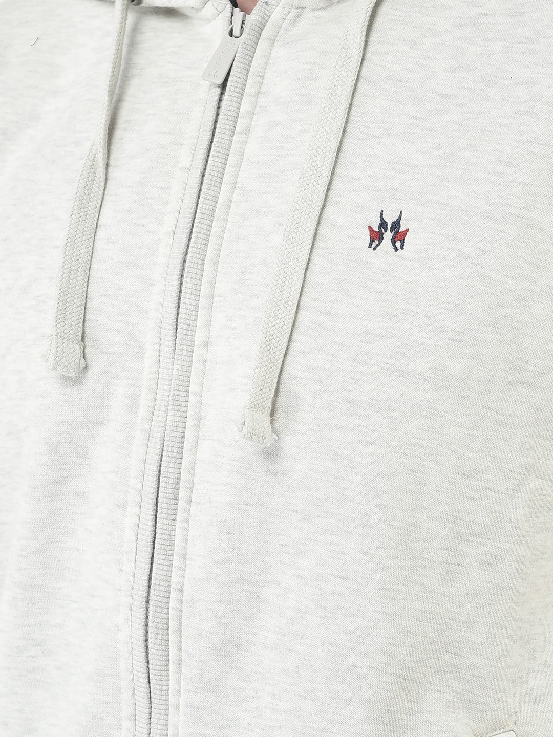 Crimsoune Club Men Grey Melange Zipped Sweatshirt