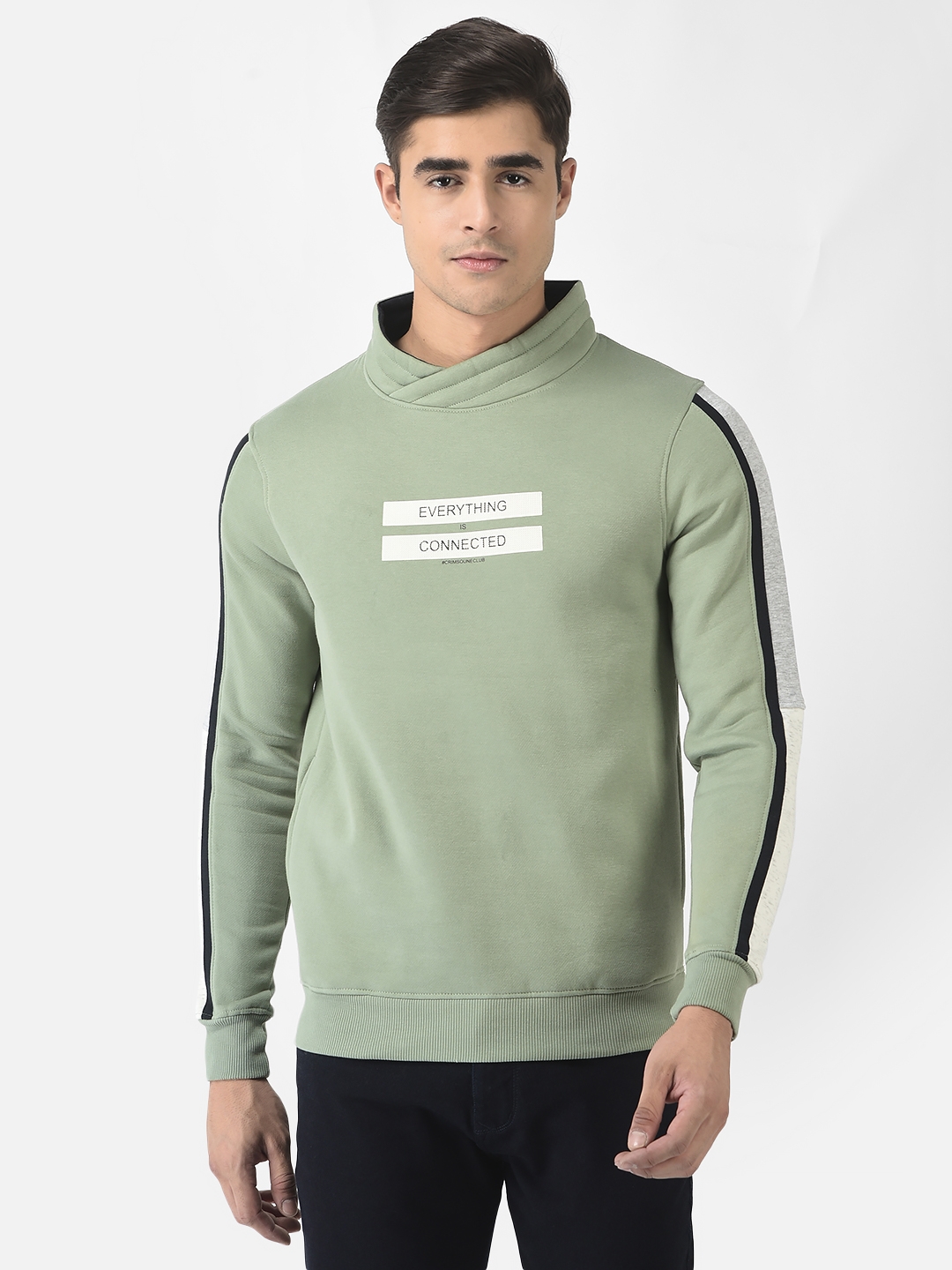 Crimsoune Club | Crimsoune Club Men Green Sweatshirt with Typography Print 0