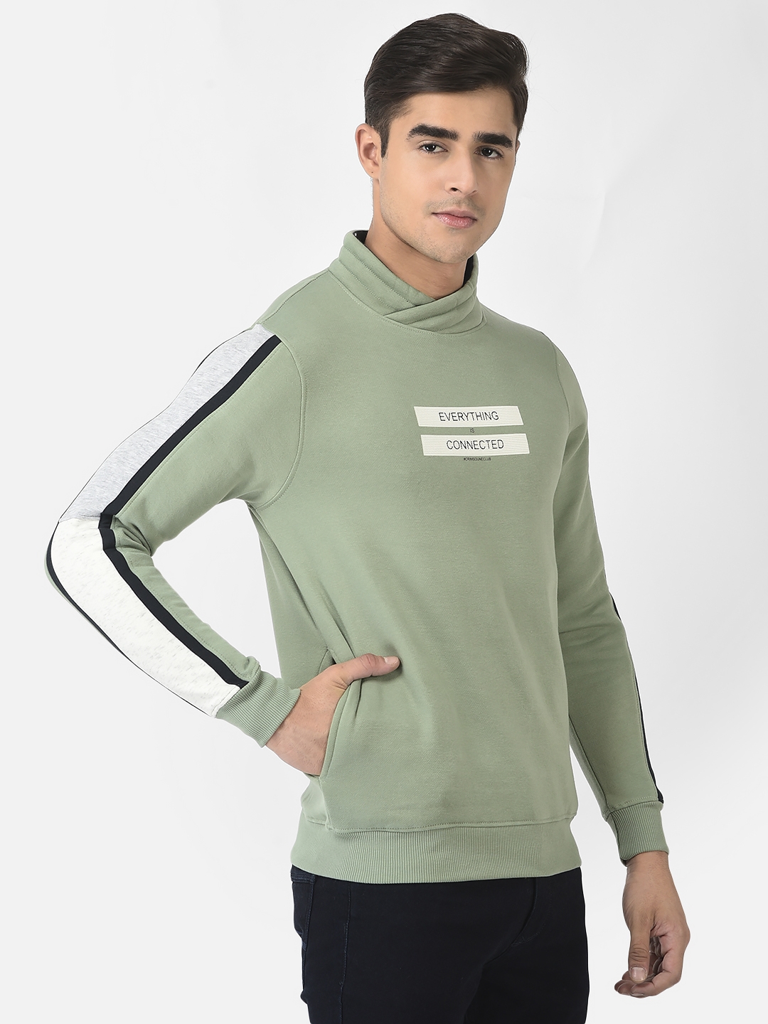 Crimsoune Club | Crimsoune Club Men Green Sweatshirt with Typography Print 3