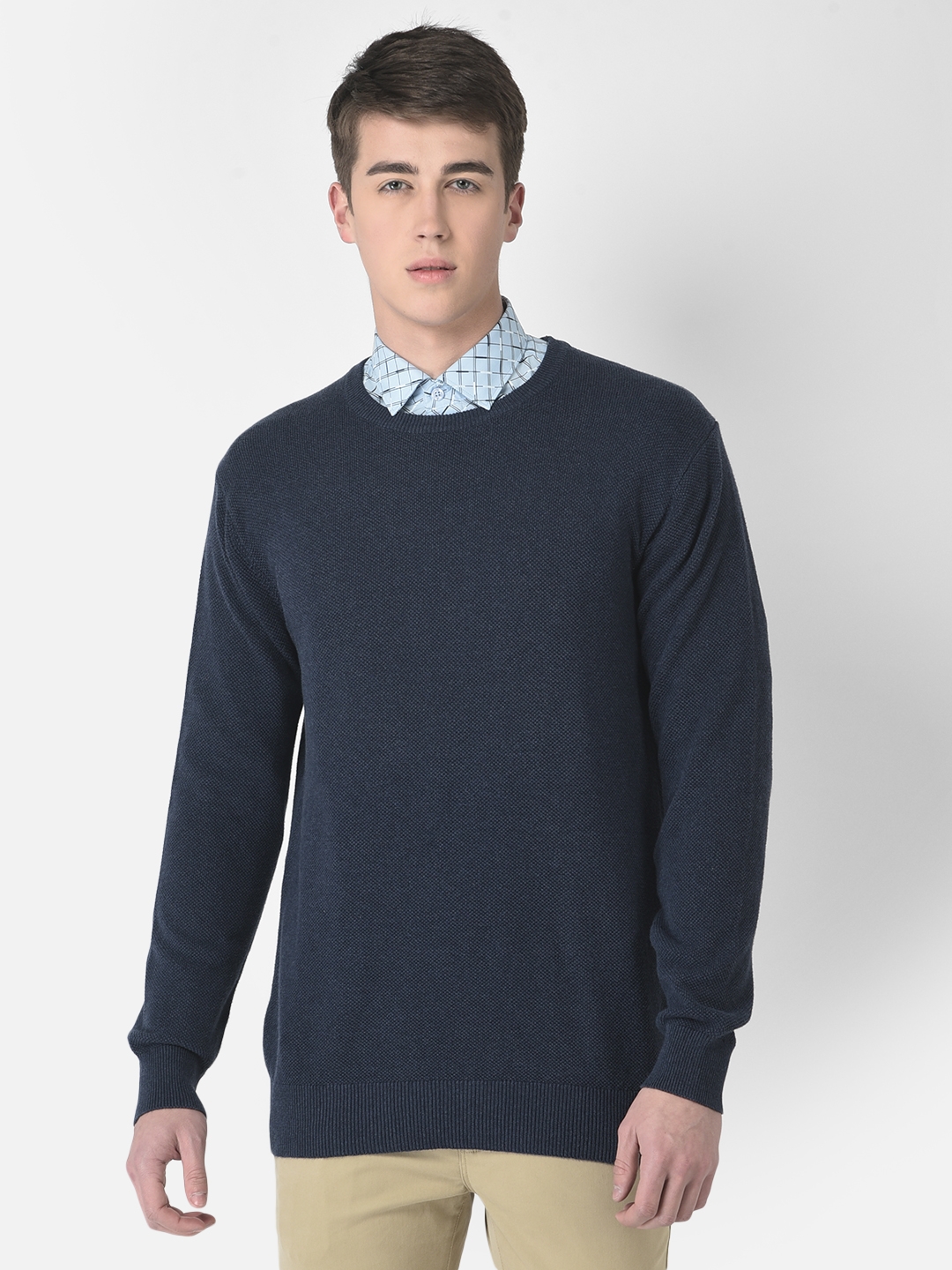 Crimsoune Club | Crimsoune Club Men Blue Pull-Over Style Sweater 0
