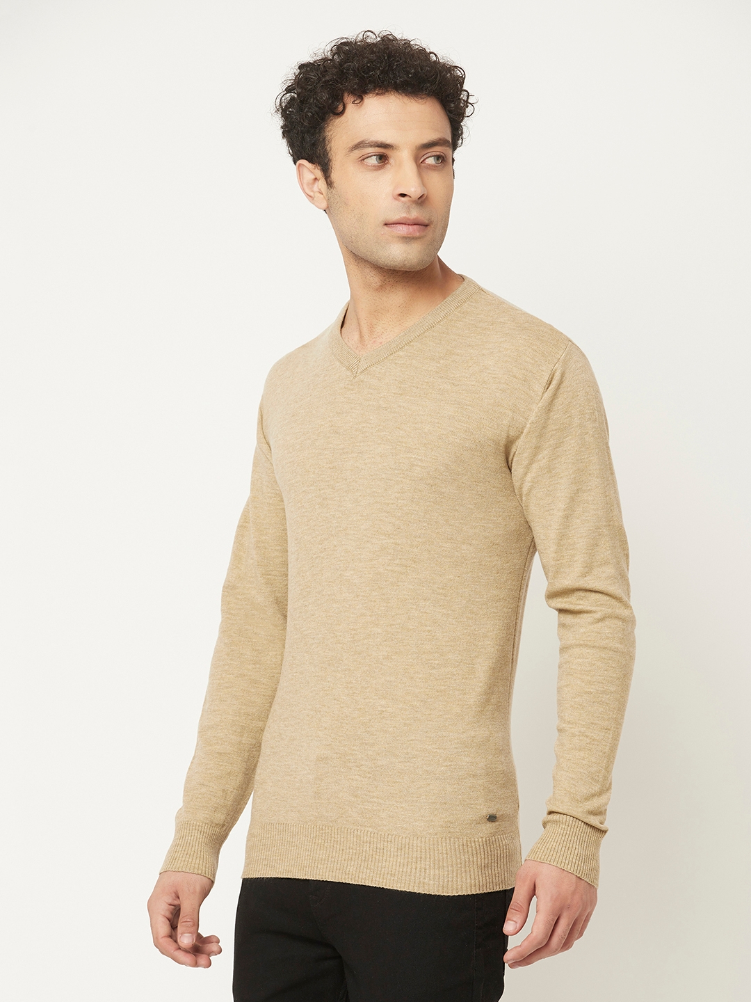 Crimsoune Club | Crimsoune Club Men Beige Sweater with Melange Texture 1