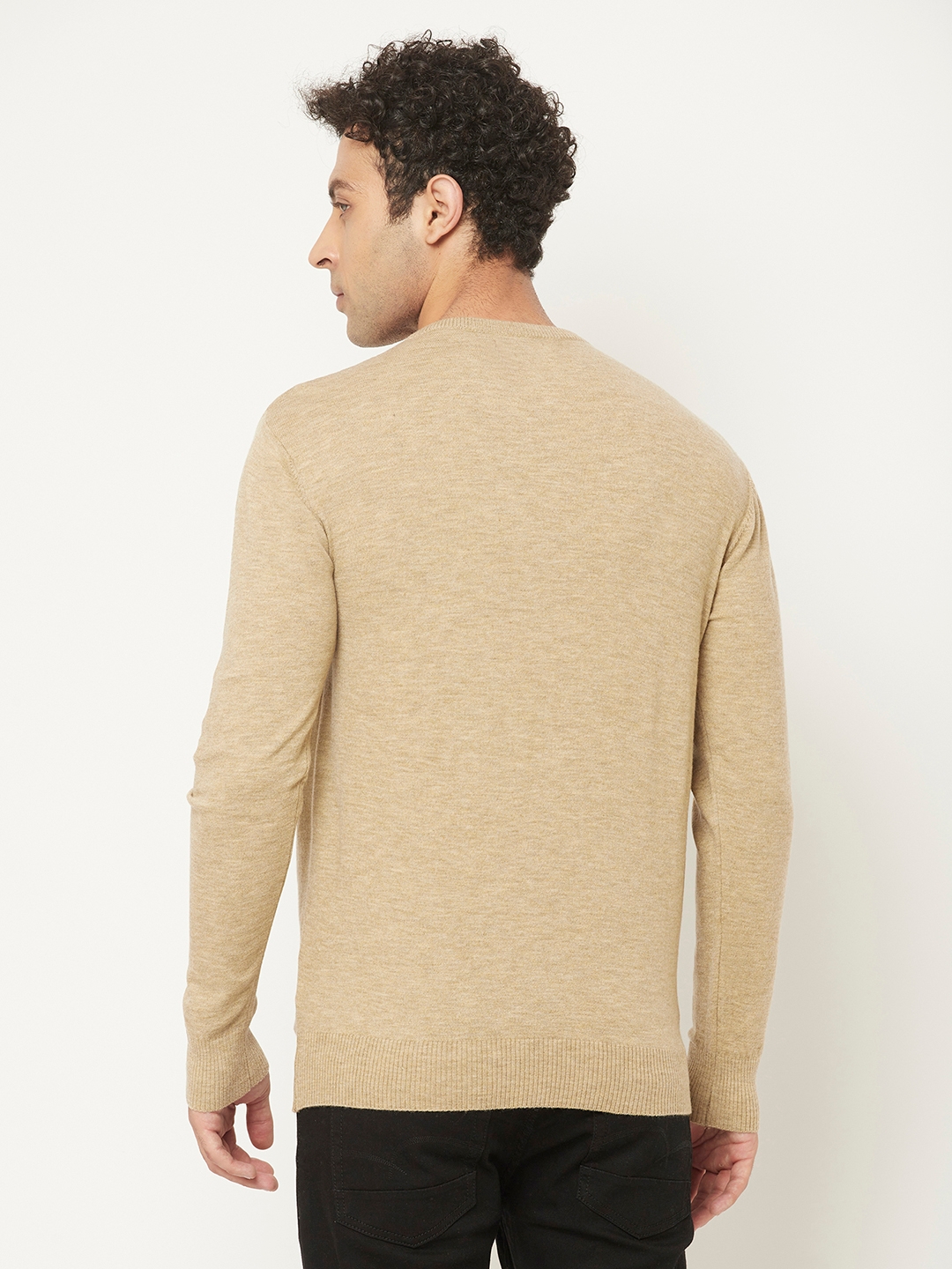 Crimsoune Club | Crimsoune Club Men Beige Sweater with Melange Texture 3