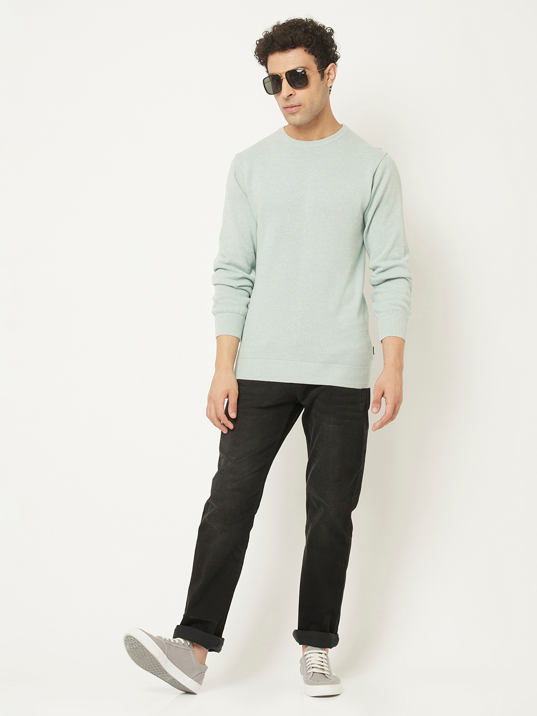 Crimsoune Club | Crimsoune Club Men Mint Green Sweater in Pure Cotton 7