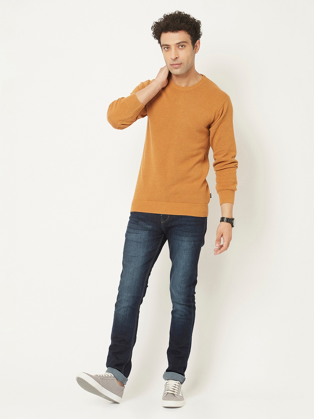 Crimsoune Club Men Orange Sweater in Pure Cotton