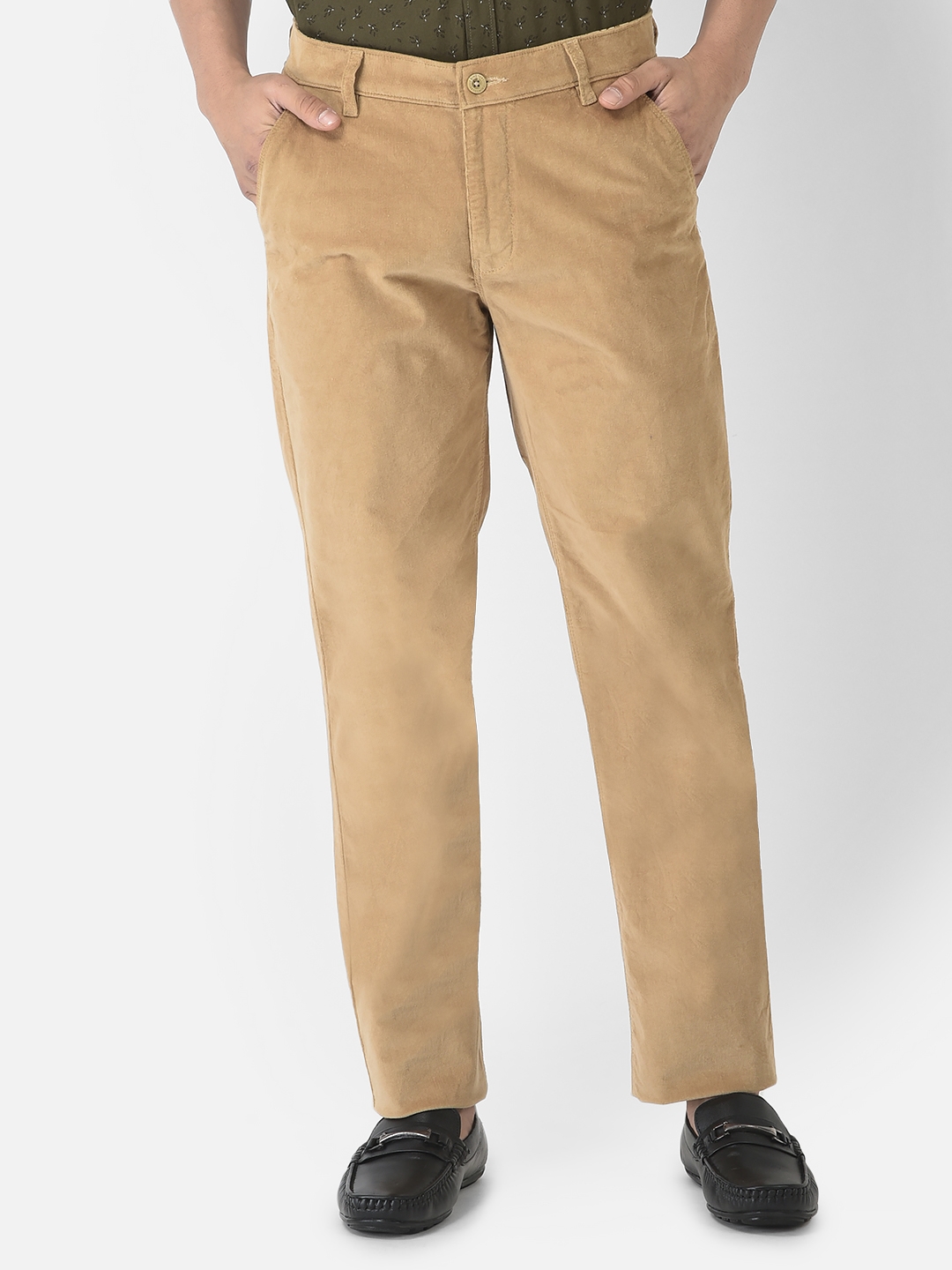 Khaki Slim Fit Formal Trousers For Men | JadeBlue