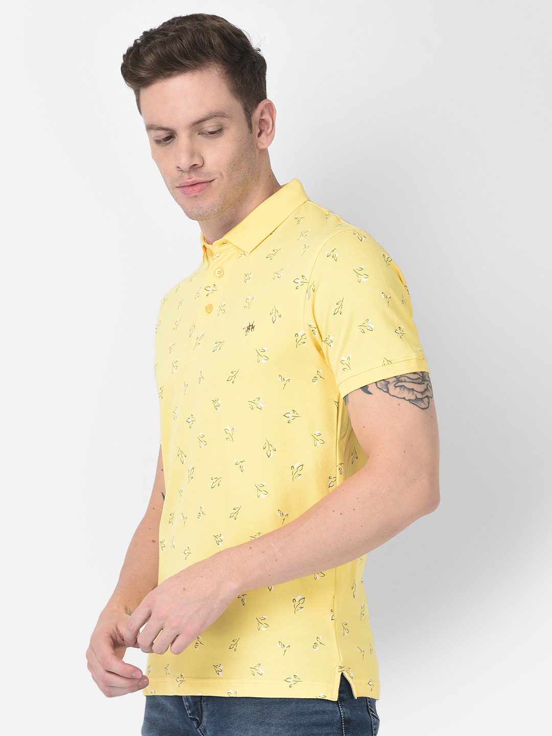Yellow floral polo cheap