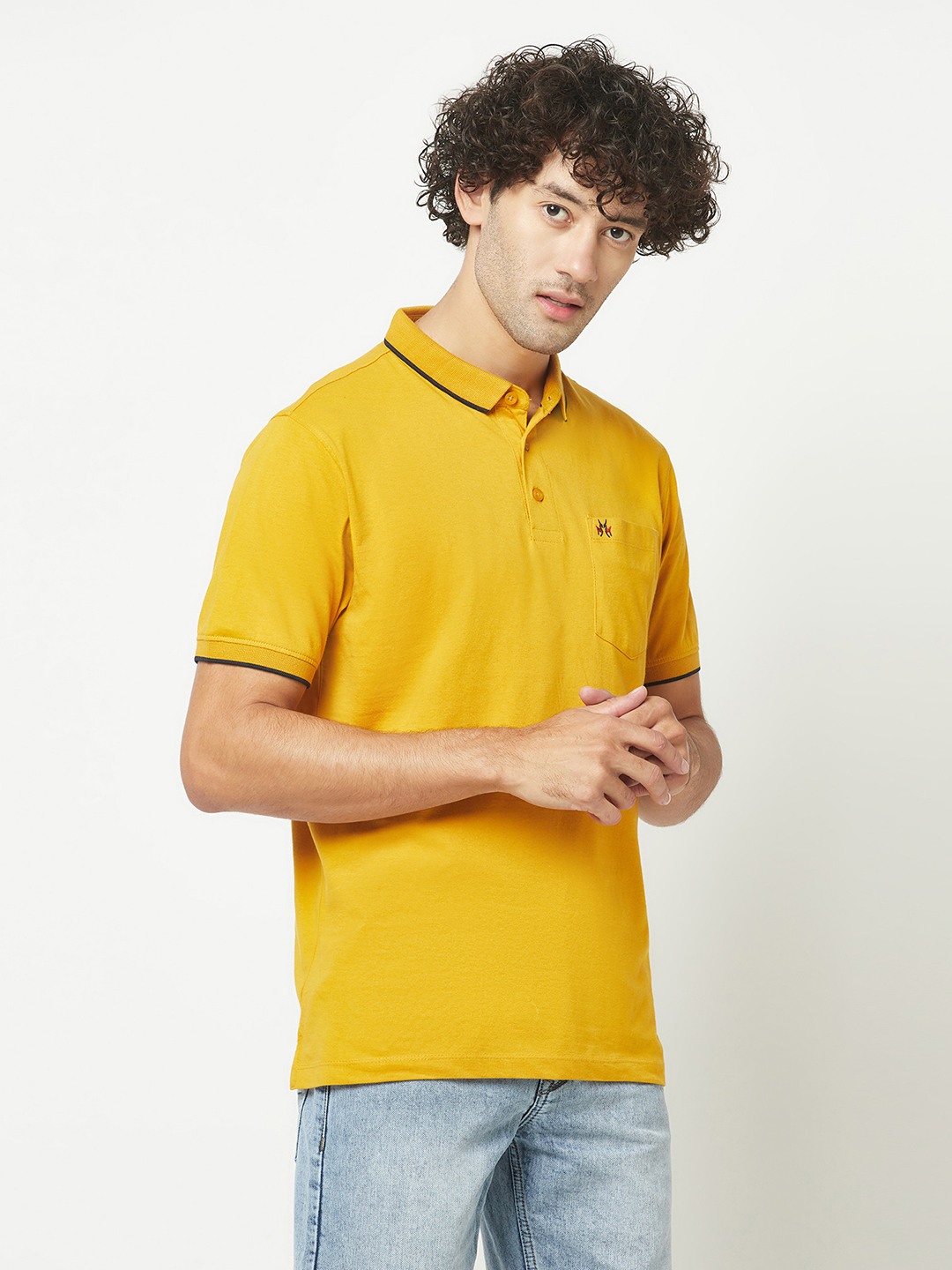 Crimsoune Club Mens Plain Mustard Polo T-Shirt