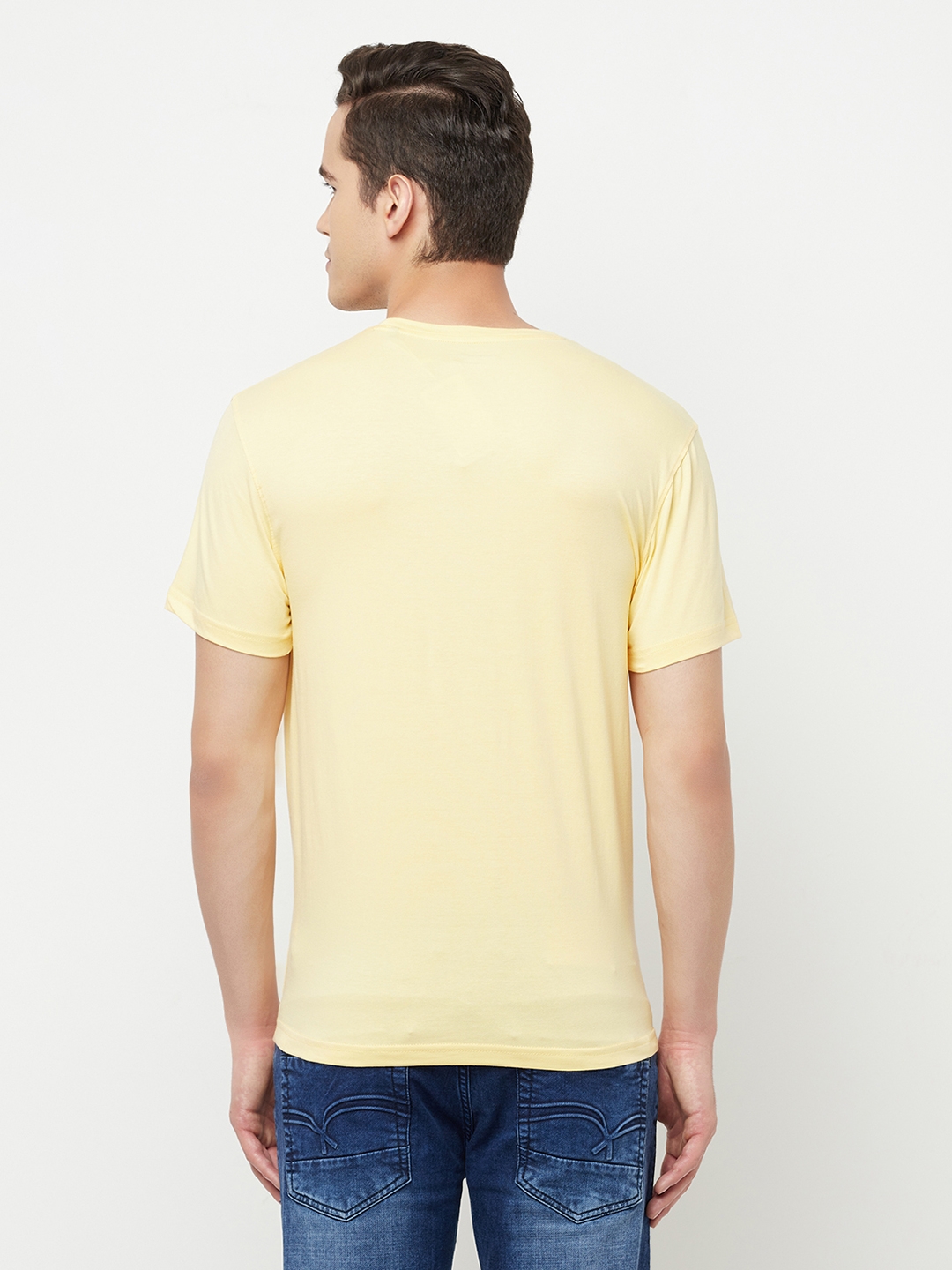 Crimsoune Club | Crimsoune Club Men Yellow Printed Round Neck T-Shirt 1