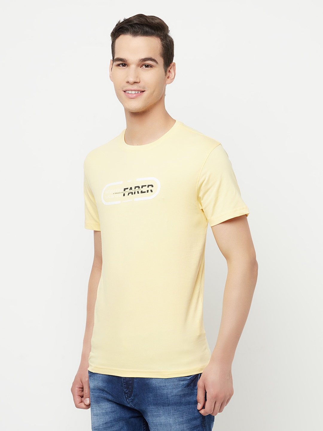 Crimsoune Club | Crimsoune Club Men Yellow Printed Round Neck T-Shirt 2