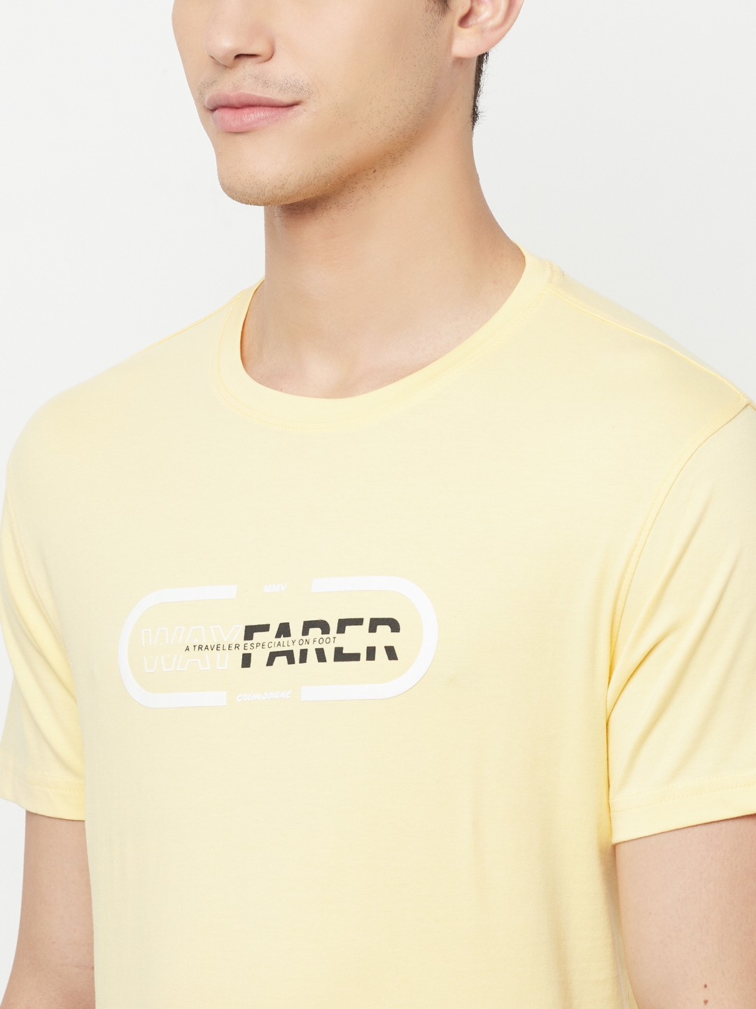 Crimsoune Club | Crimsoune Club Men Yellow Printed Round Neck T-Shirt 5