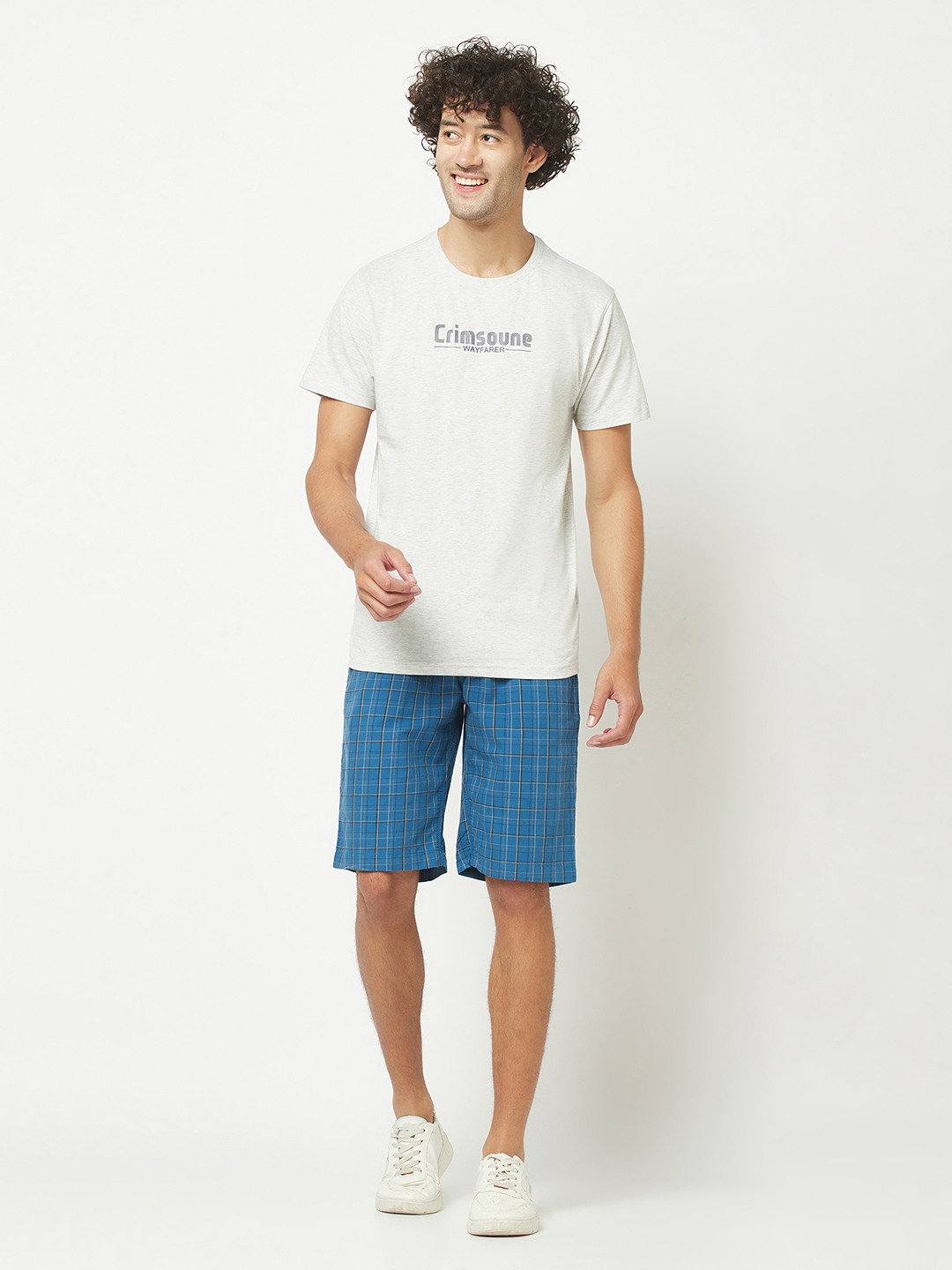Crimsoune Club Mens Melange Grey Brand-Logo T-Shirt