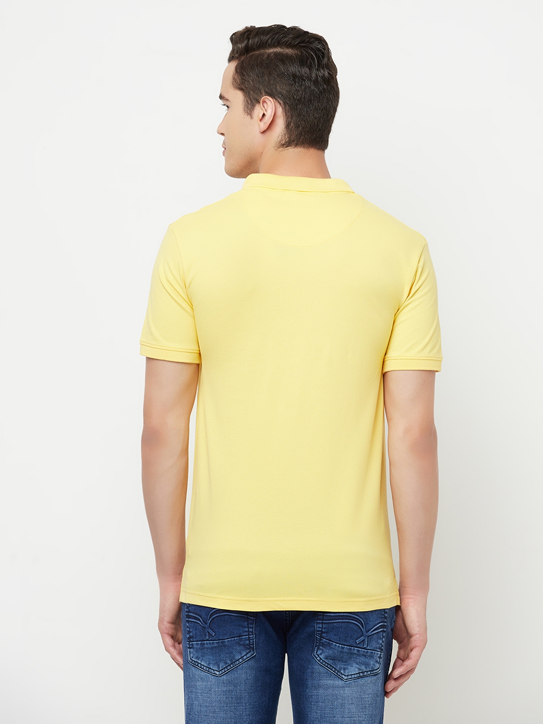 Crimsoune Club | Crimsoune Club Men Yellow Solid Polo T-Shirt 1