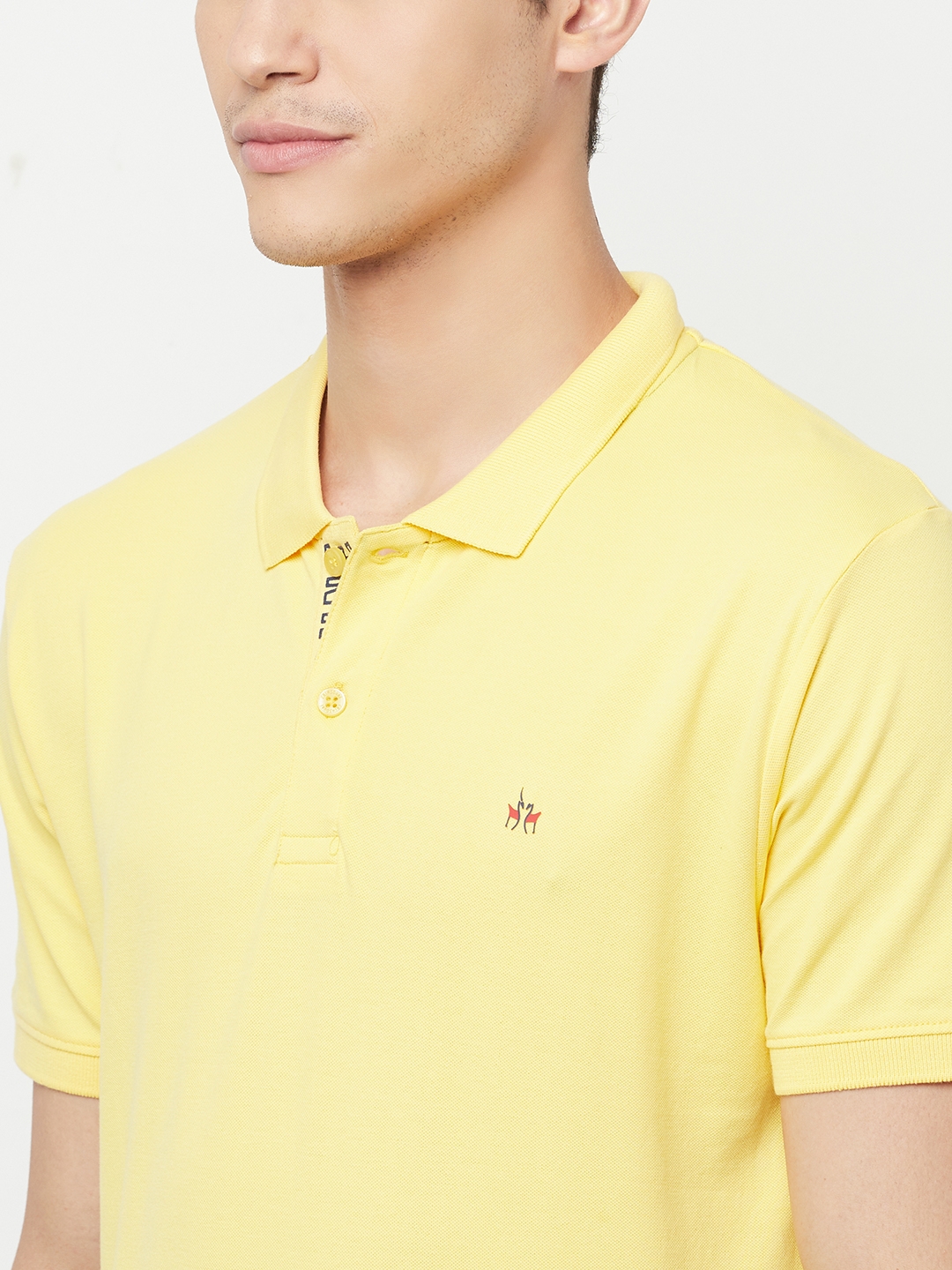 Crimsoune Club | Crimsoune Club Men Yellow Solid Polo T-Shirt 5