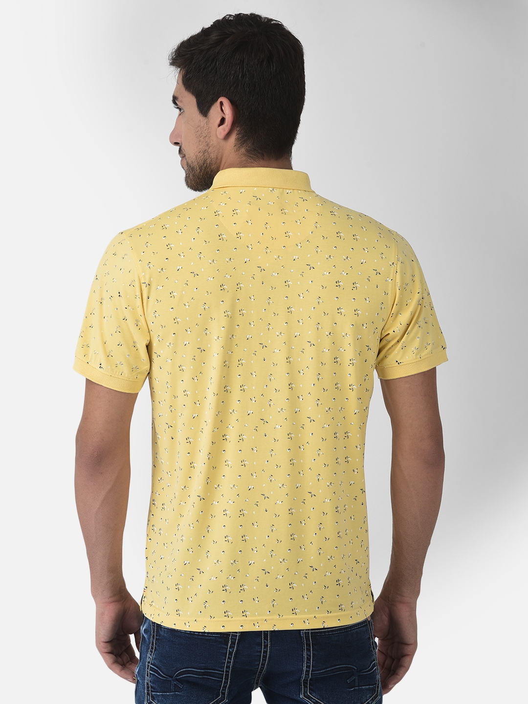 Crimsoune Club | Crimsoune Club Men Yellow Floral Polo T-Shirt 1