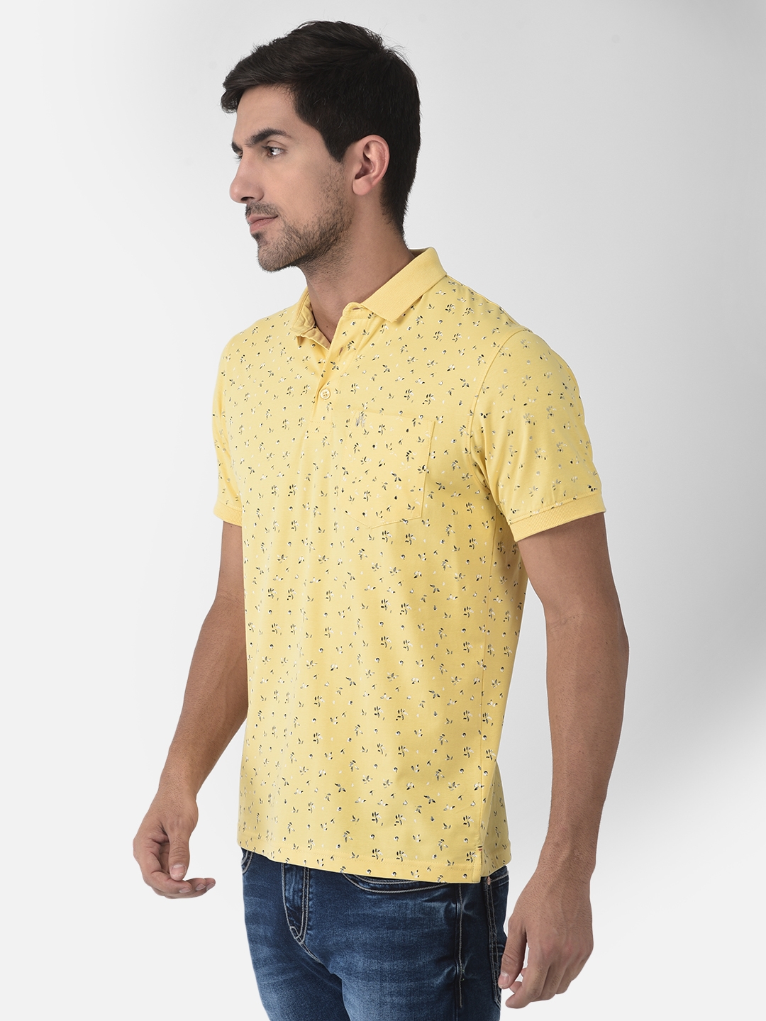 Crimsoune Club | Crimsoune Club Men Yellow Floral Polo T-Shirt 2