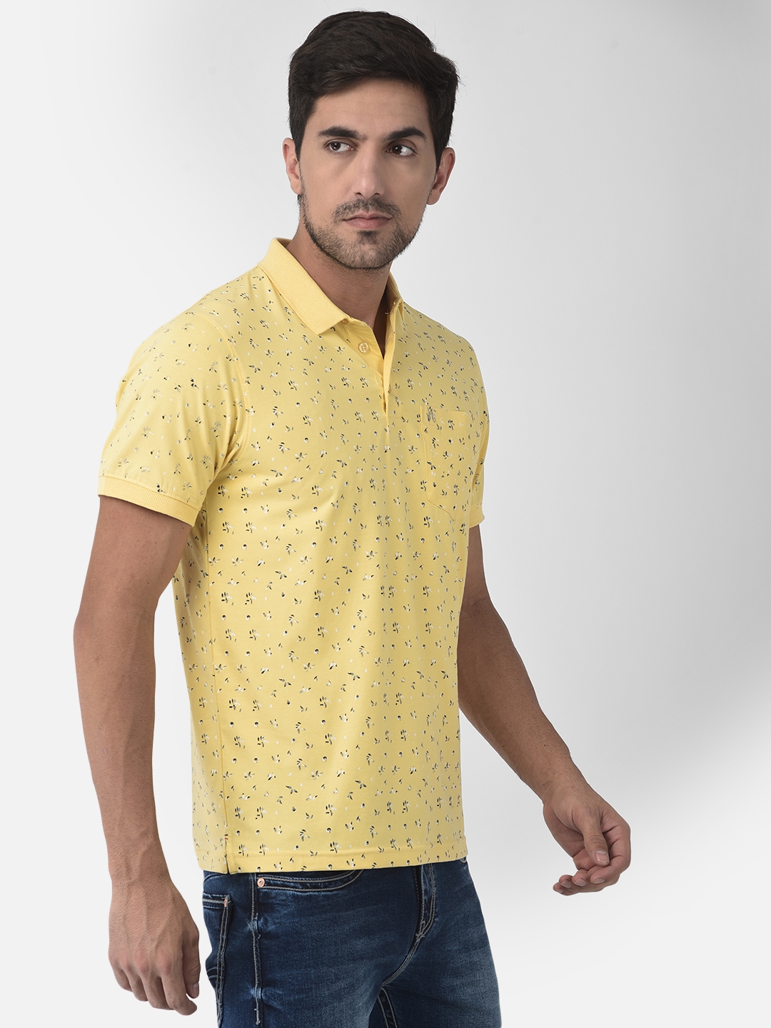Crimsoune Club | Crimsoune Club Men Yellow Floral Polo T-Shirt 3