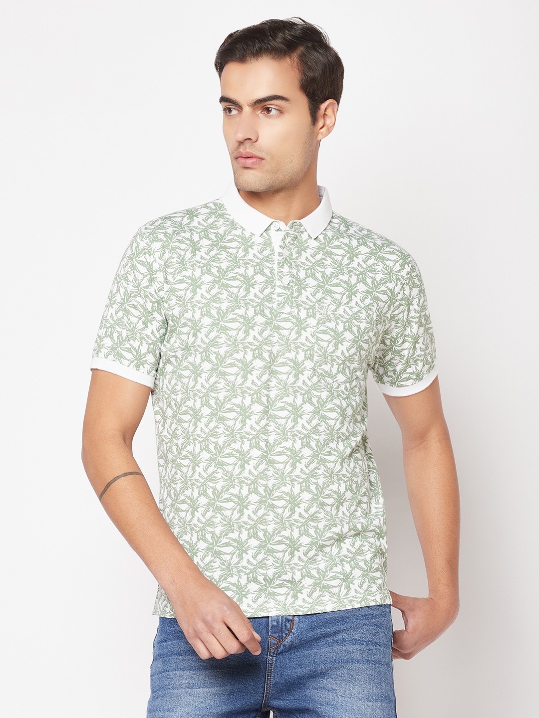 Crimsoune Club Men Fern Floral Polo T-Shirt