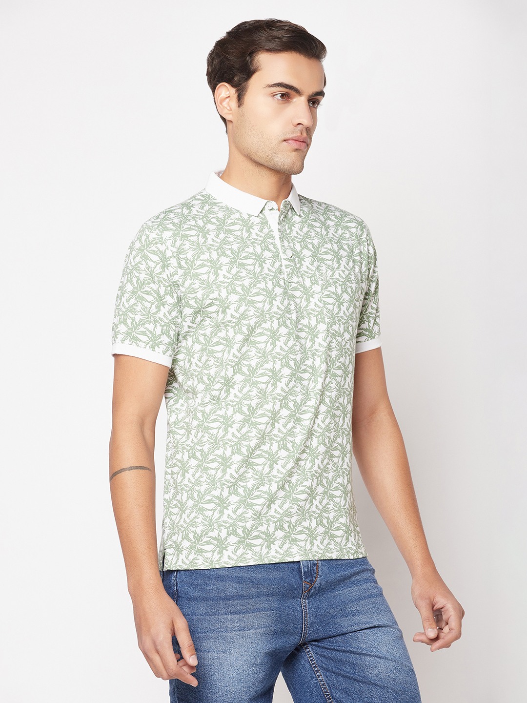 Crimsoune Club Men Fern Floral Polo T-Shirt
