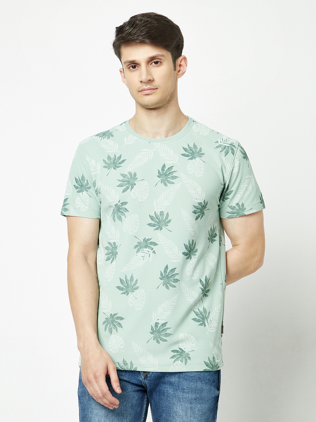 Crimsoune Club | Crimsoune Club Men Green Floral Hawaiian T-Shirt 0