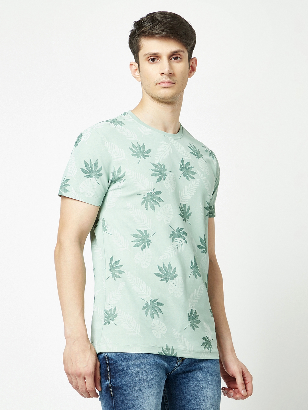 Crimsoune Club | Crimsoune Club Men Green Floral Hawaiian T-Shirt 3