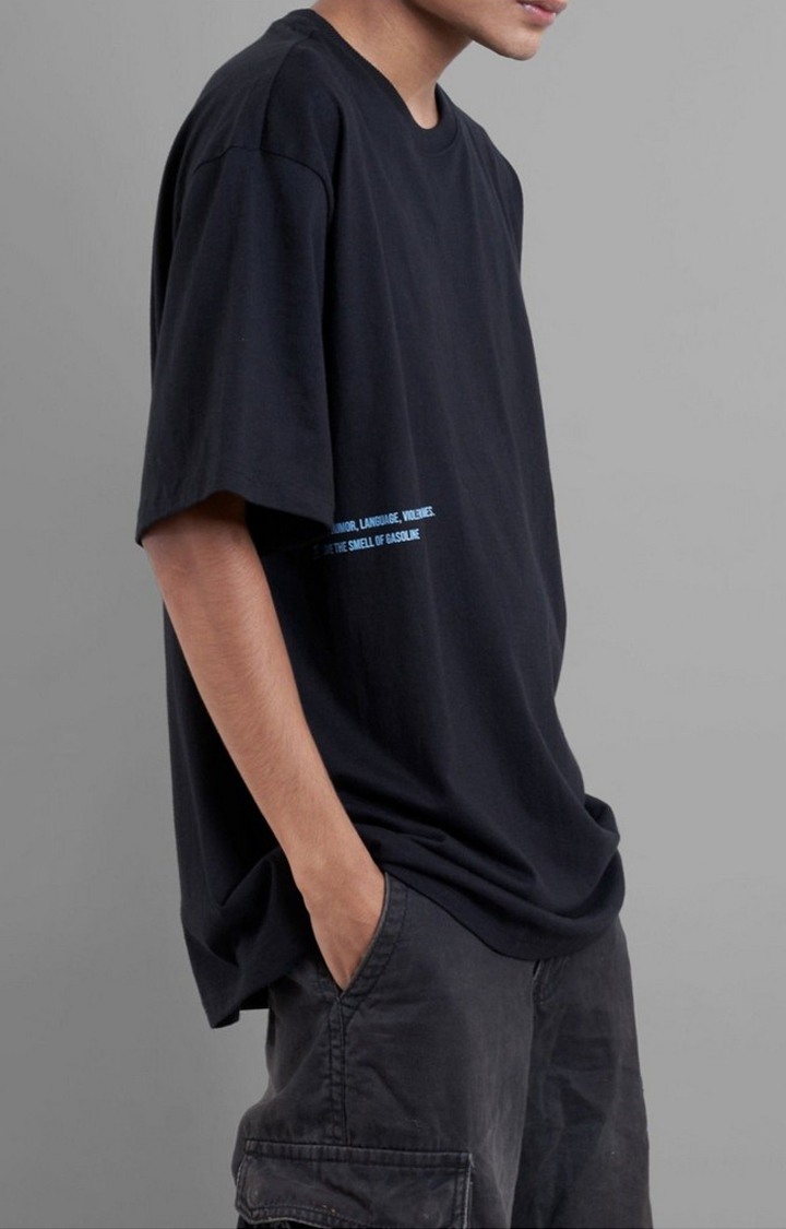 Unisex Crude Humor Black Printed Cotton Oversized T-Shirt