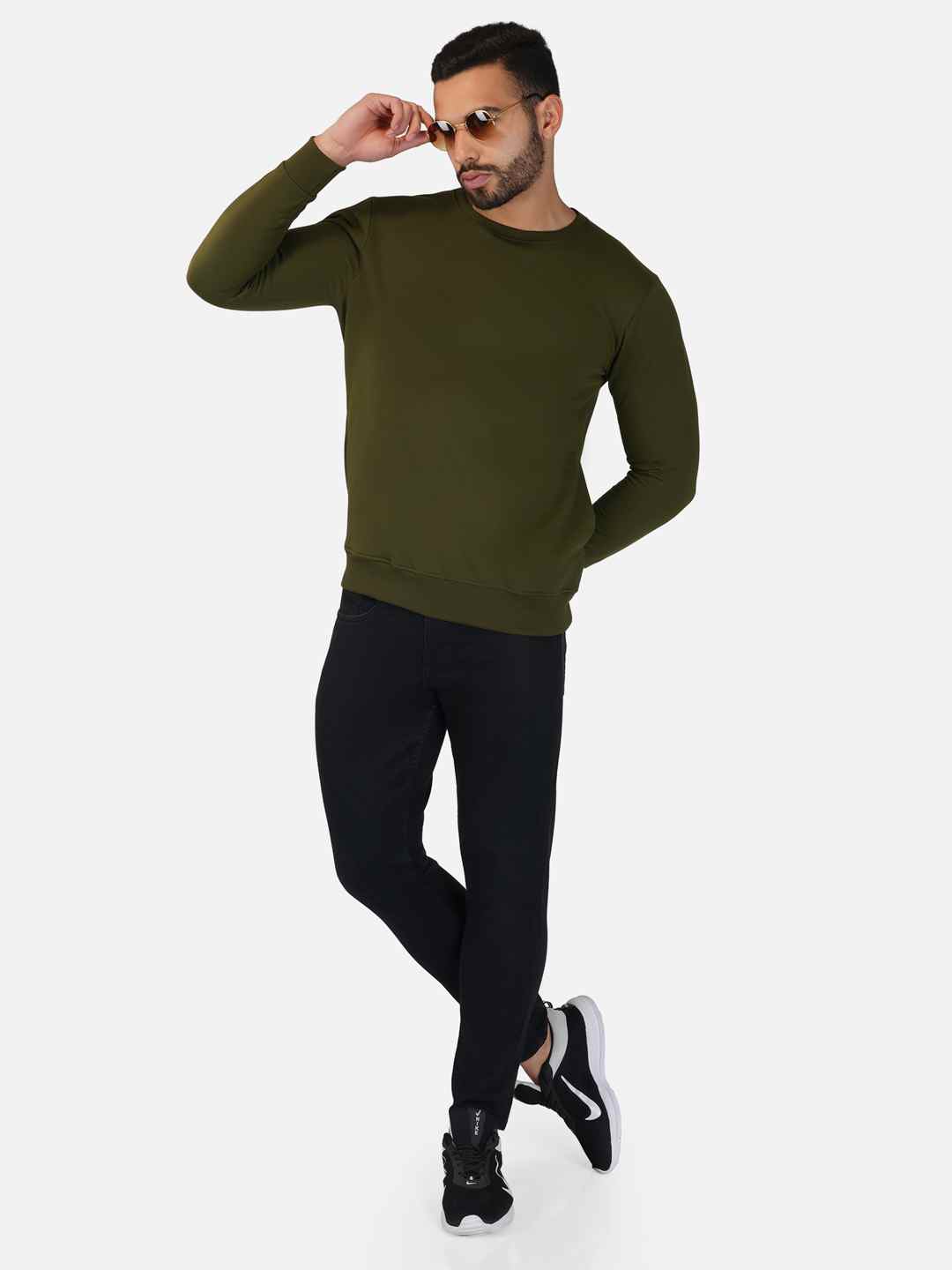 Full sleeve 2024 solid men sweatshirt