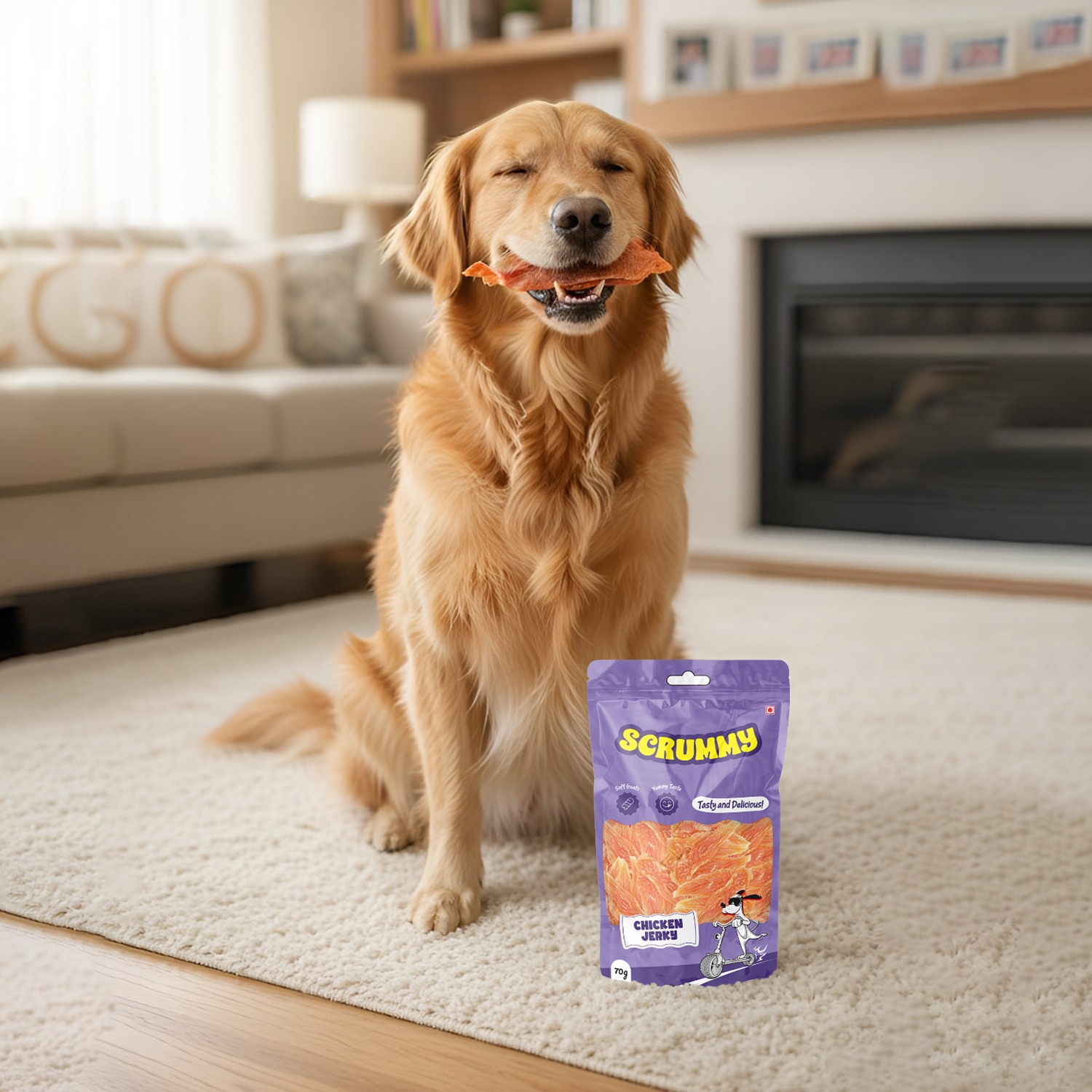 Scrummy Premium Chicken Jerky Dog Treats 70g