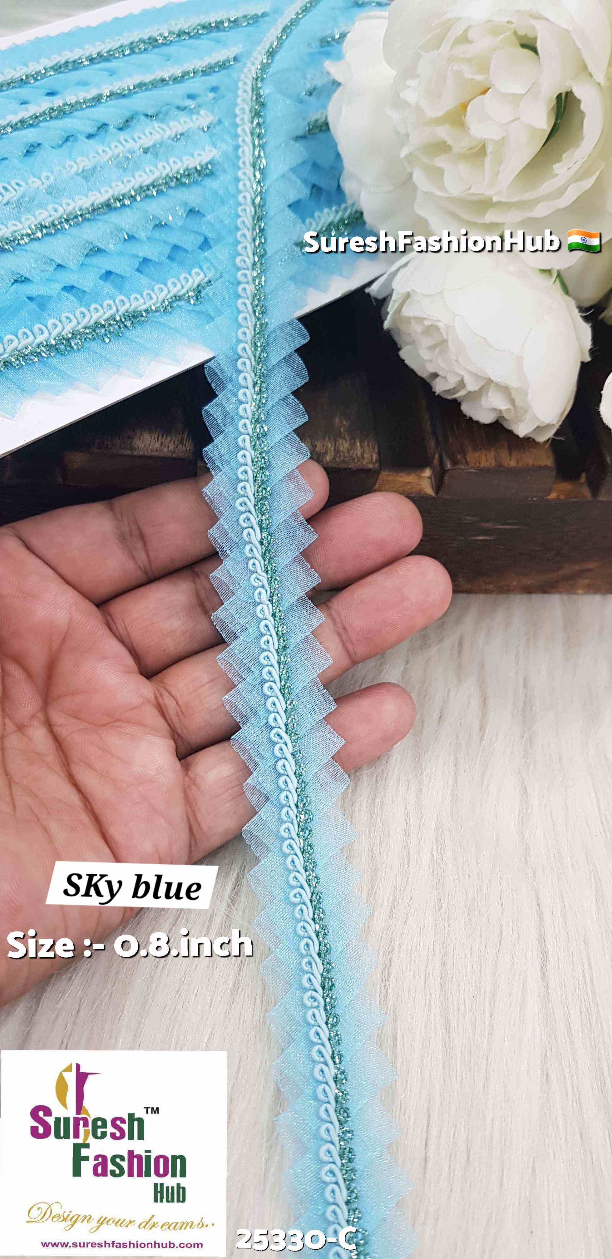 "Intricate Decorative Jhalar Lace with Cutwork Design for Festive Attire"