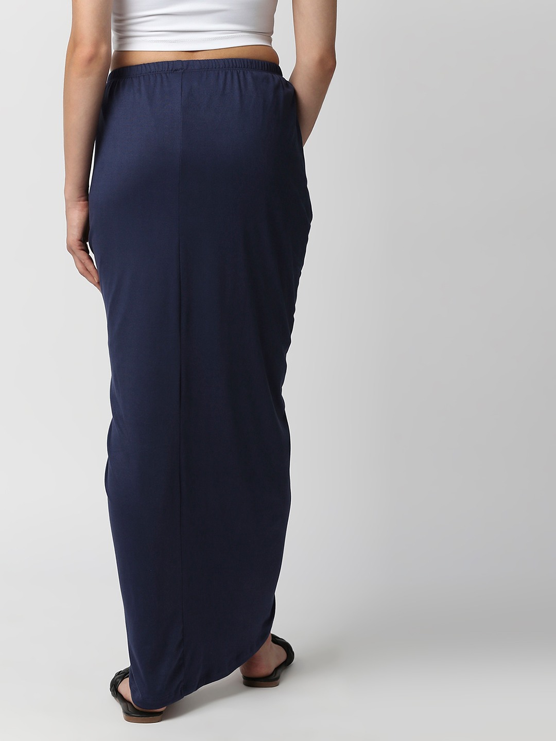 Cult Fiction Women Navy Blue Draped Skirt